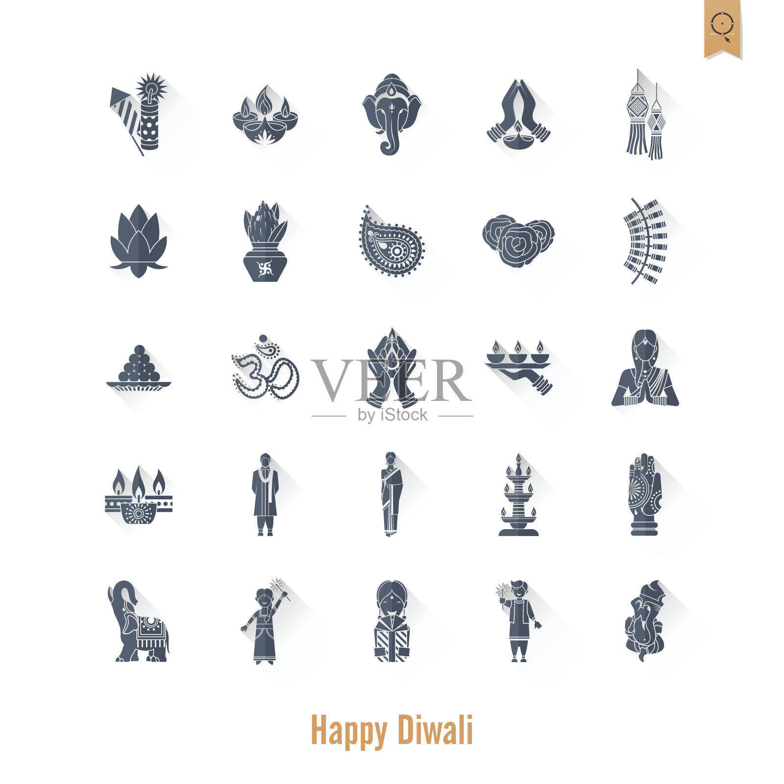 排灯节。印度节日图标设计模板素材