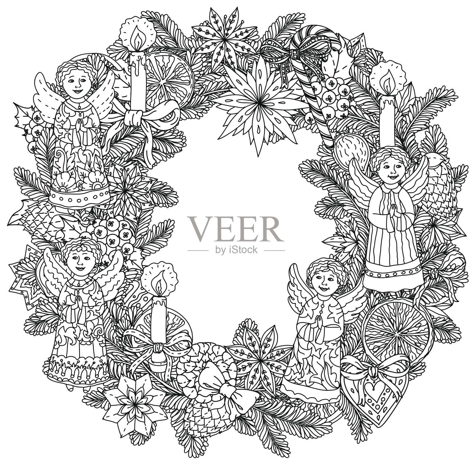 圆形圣诞球装饰品插画图片素材