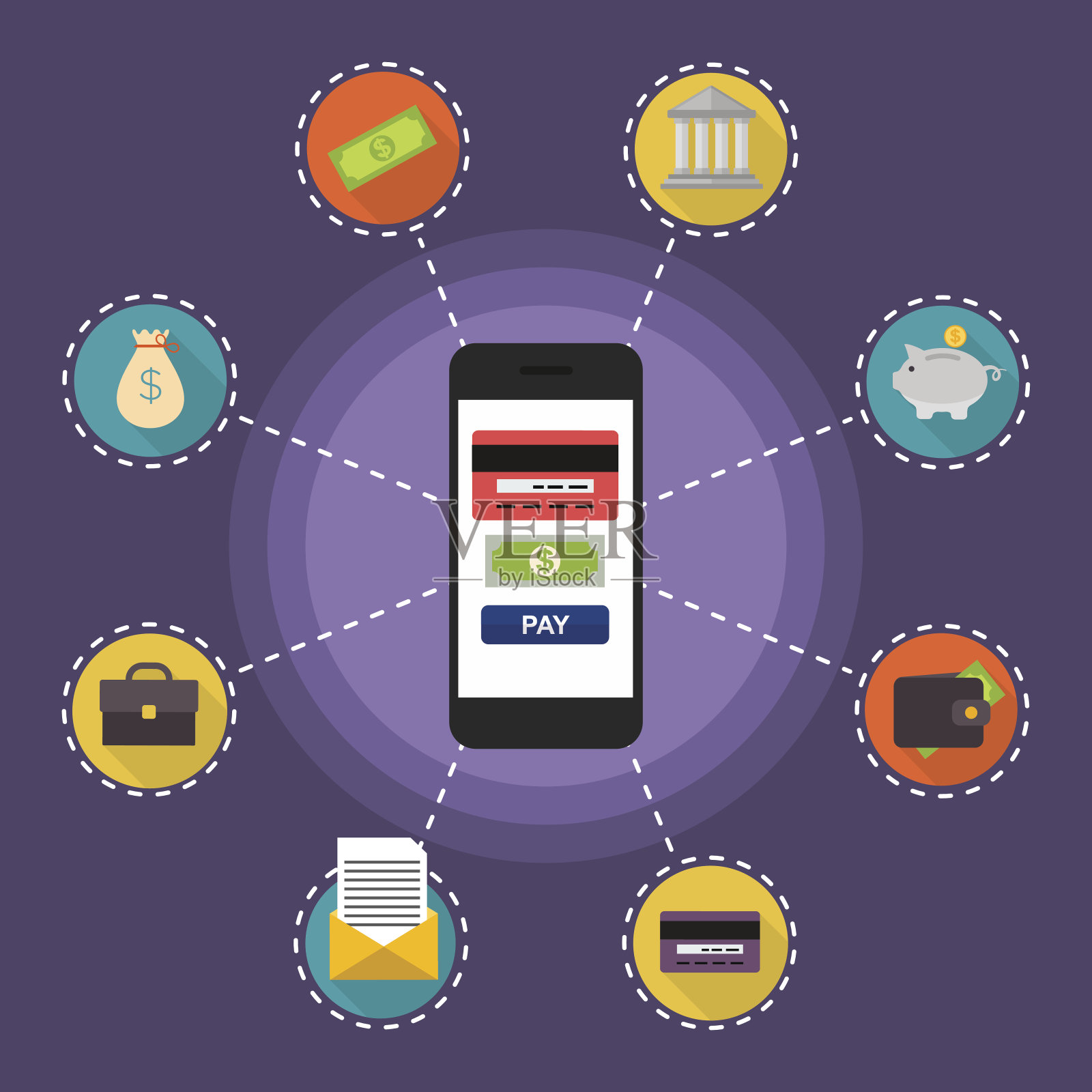 平面设计矢量插图概念在线支付方法插画图片素材