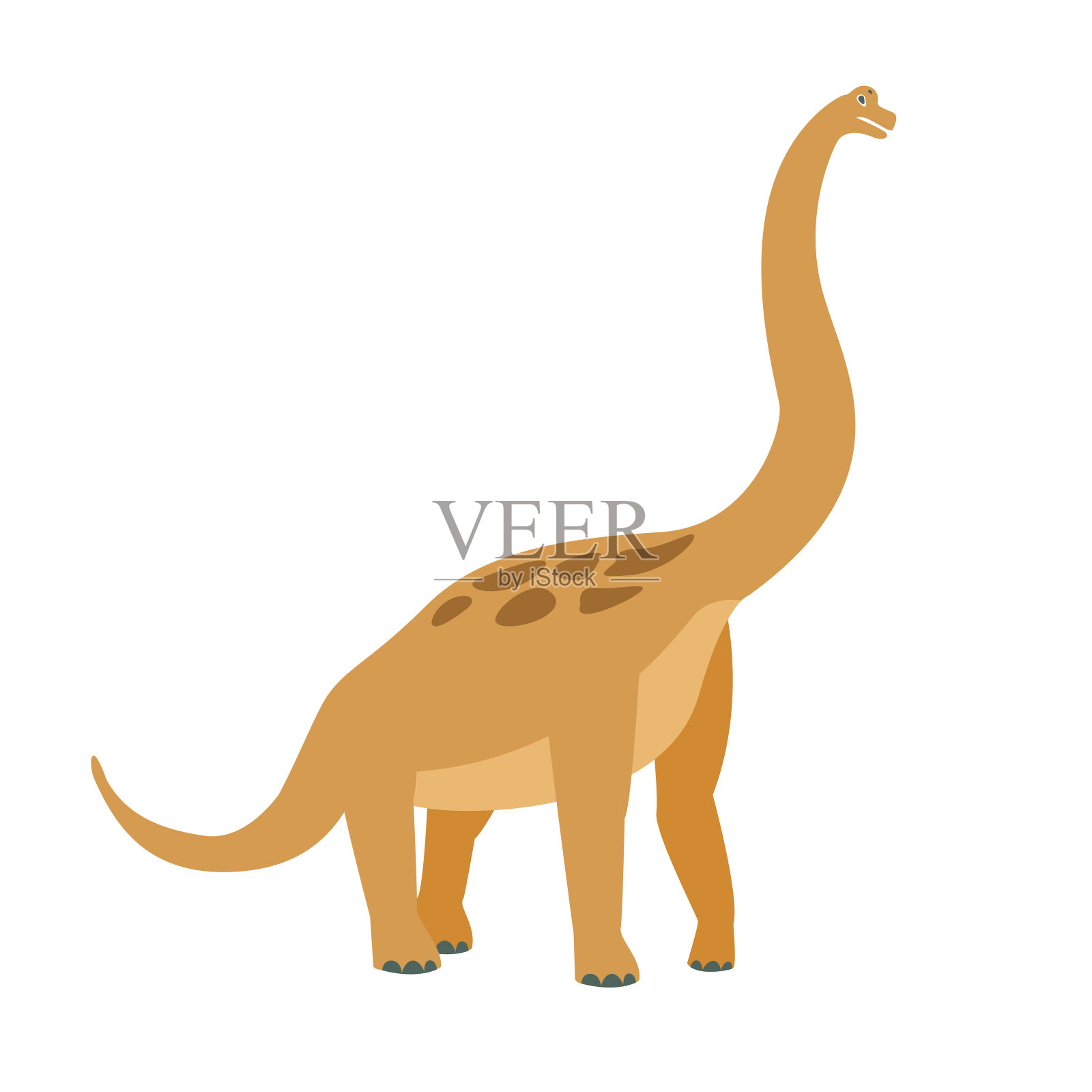 侏罗纪时期的腕龙恐龙，史前灭绝的巨型爬行动物卡通现实动物设计元素图片