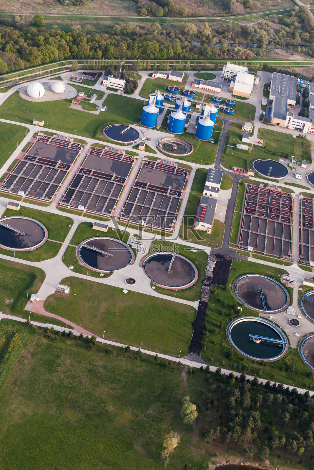污水处理厂鸟瞰图照片摄影图片