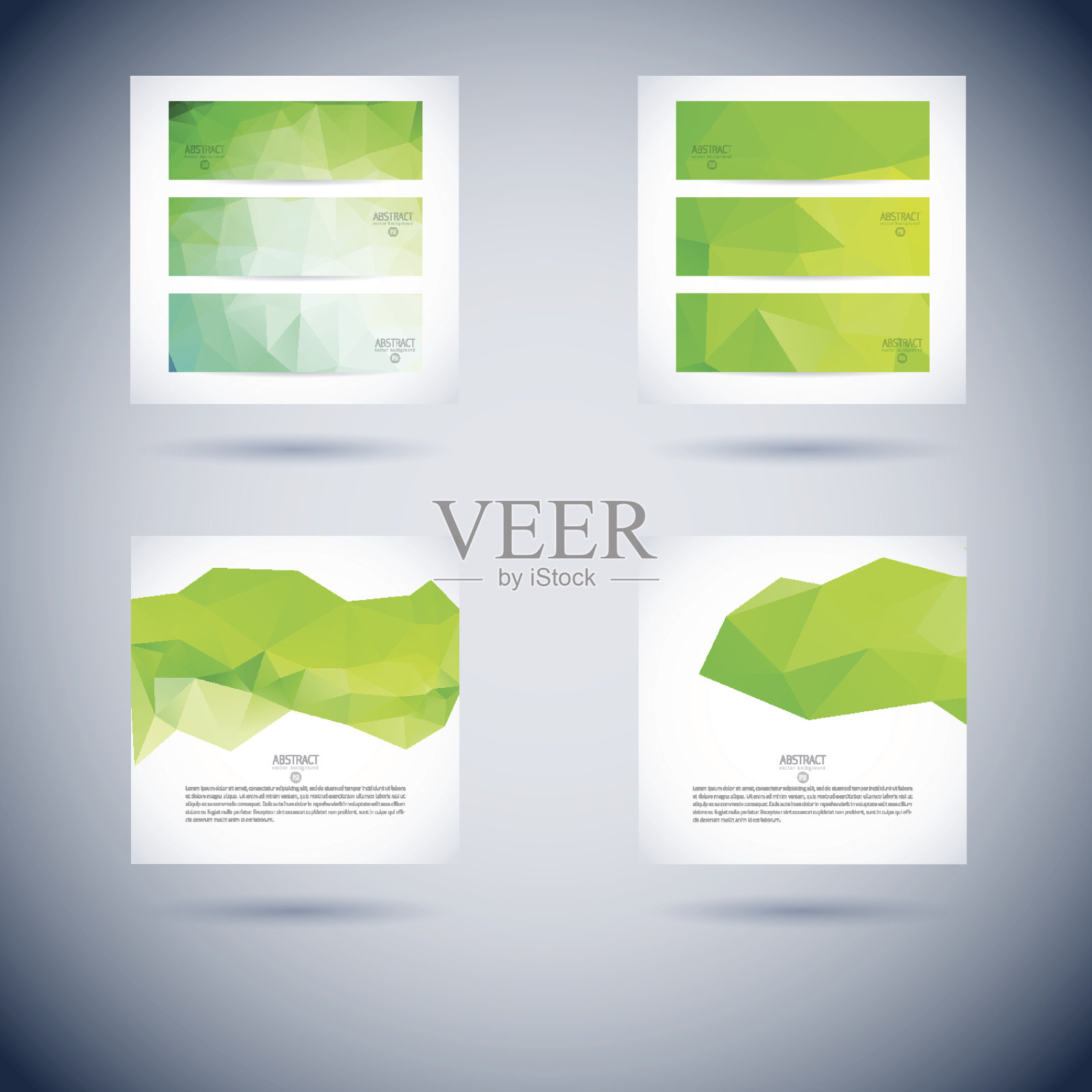 一组向量几何彩色背景与三角形插画图片素材