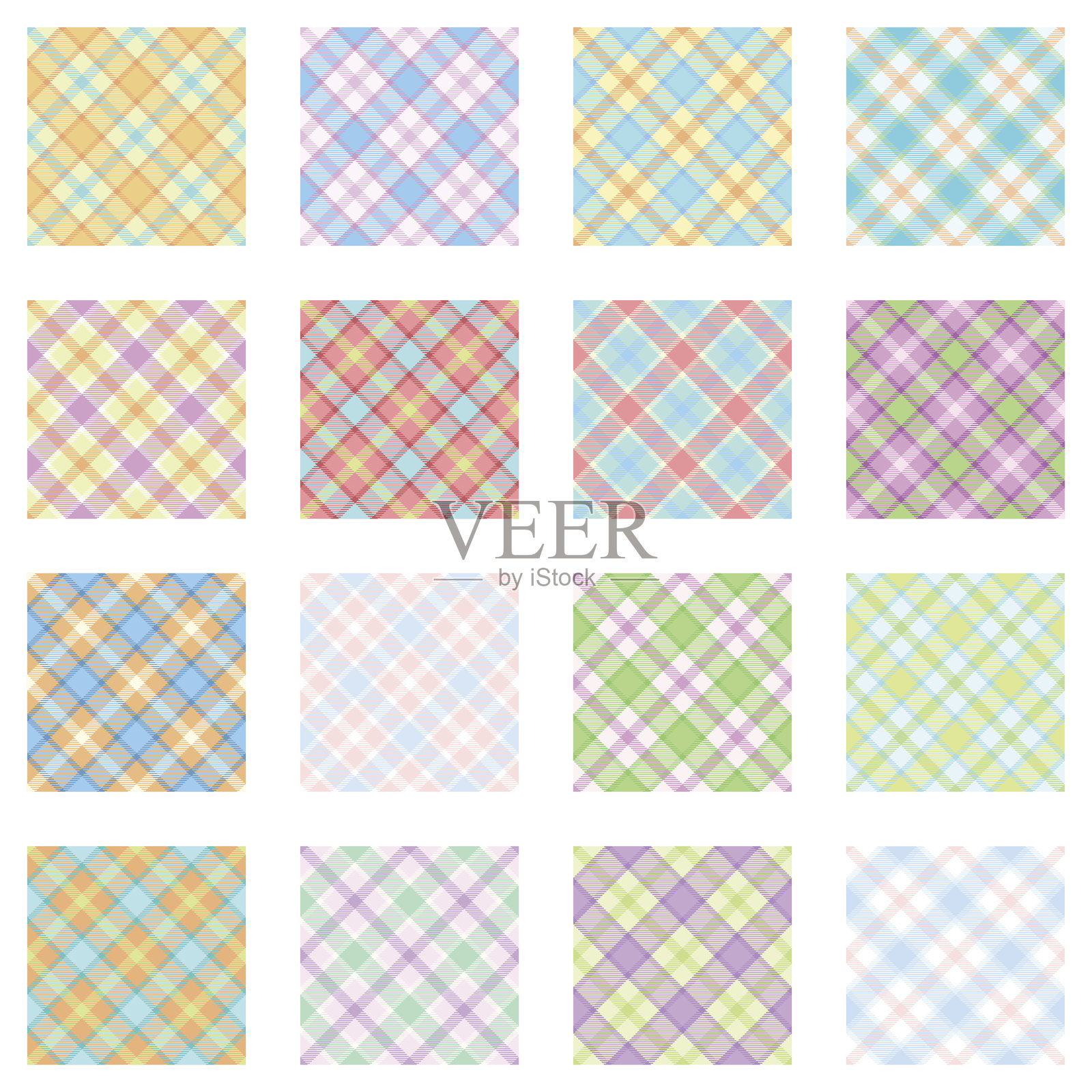 格子模式集合插画图片素材