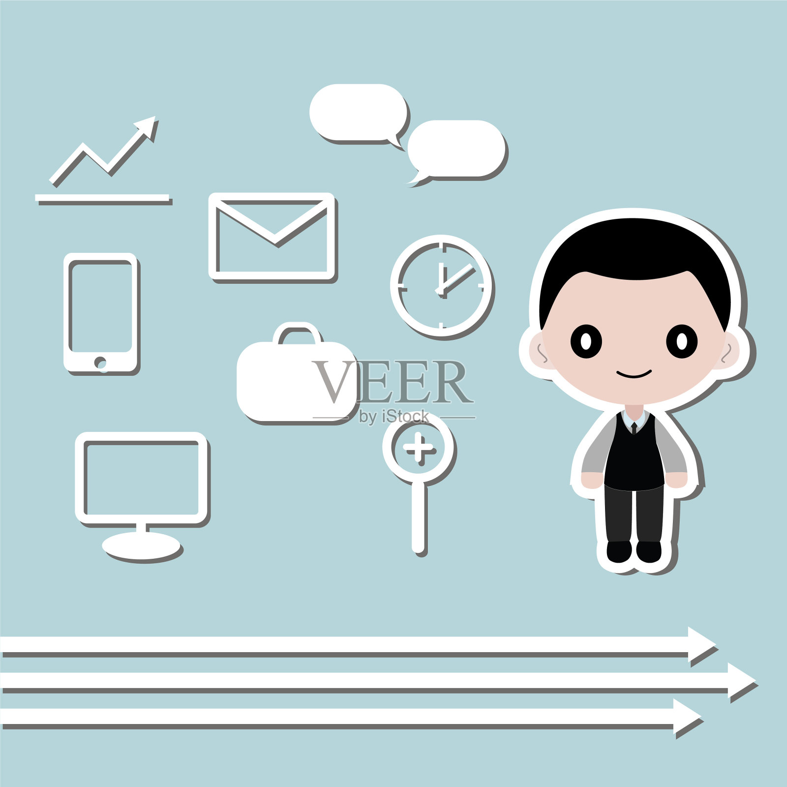 商人和图标符号矢量插图图标素材