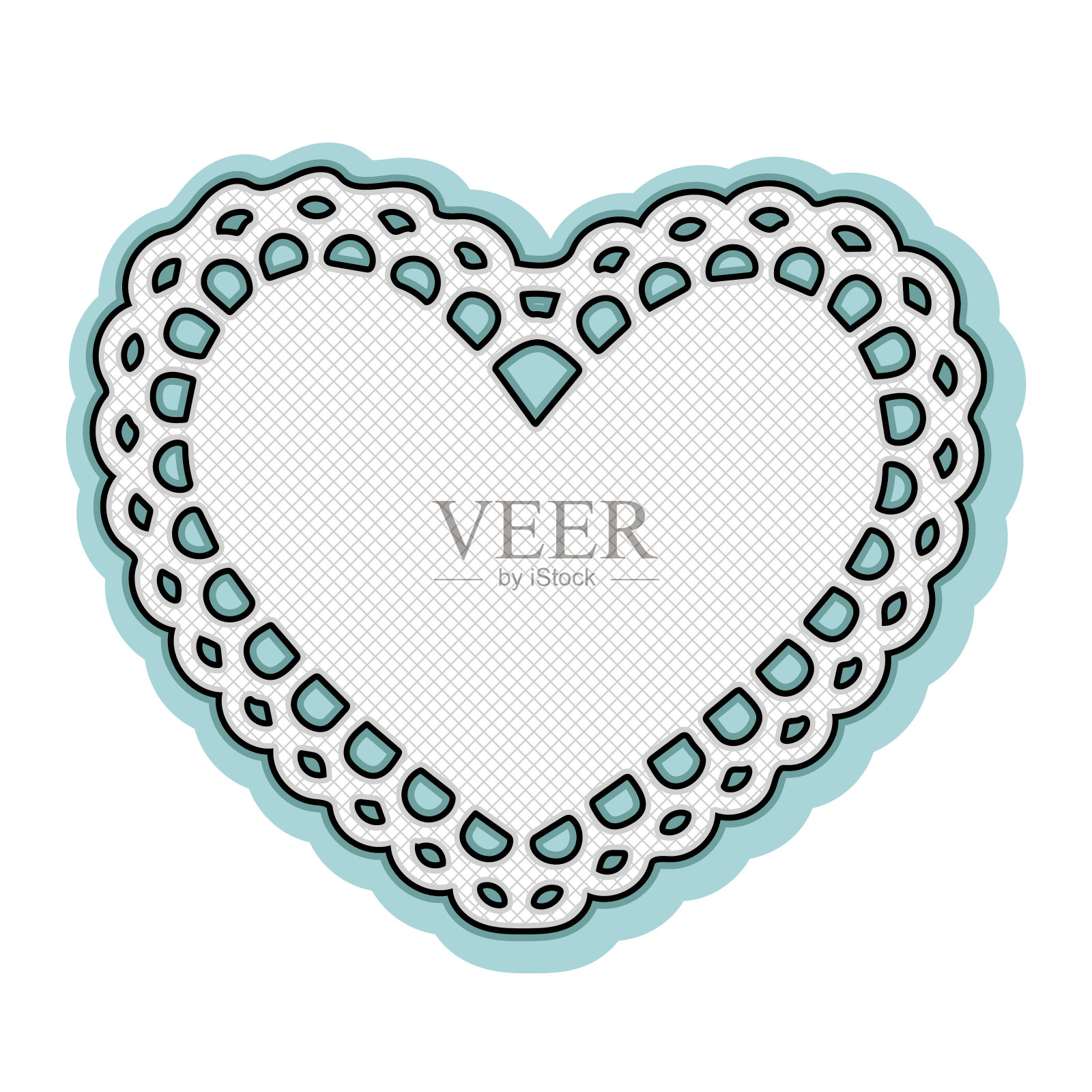 情人节白心垫框插画图片素材