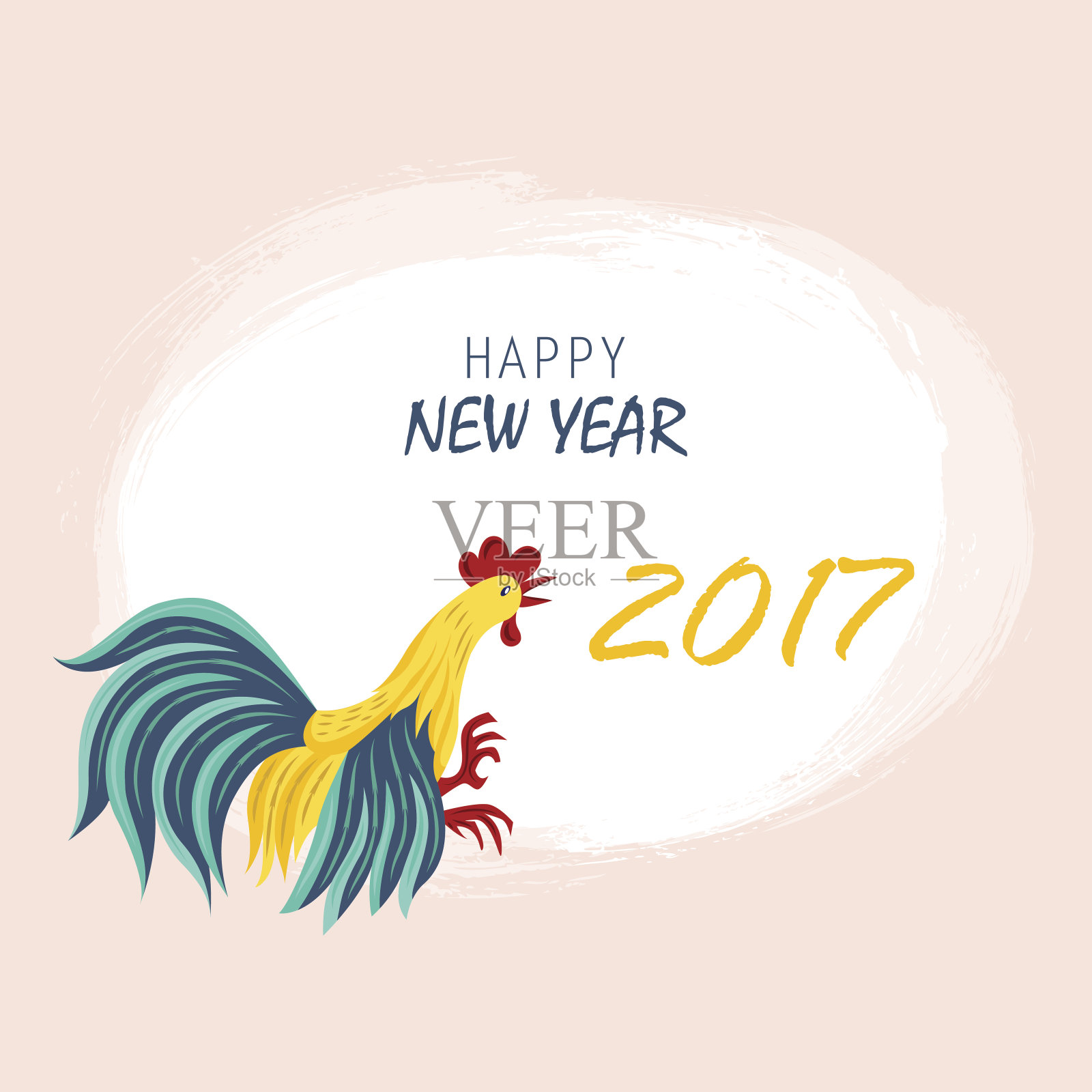 中国历法上的红鸡。插画图片素材