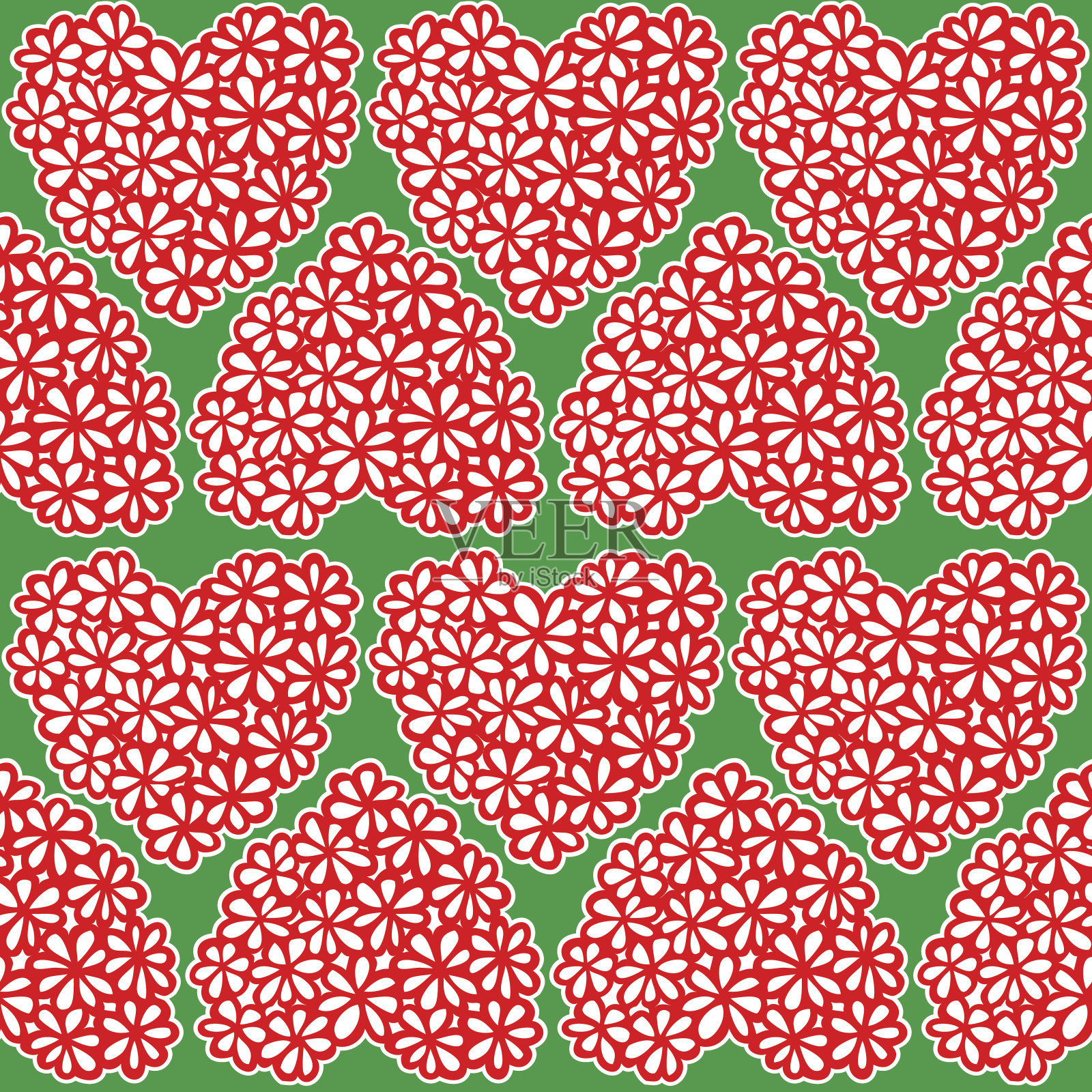 无缝纹理与花卉心插画图片素材