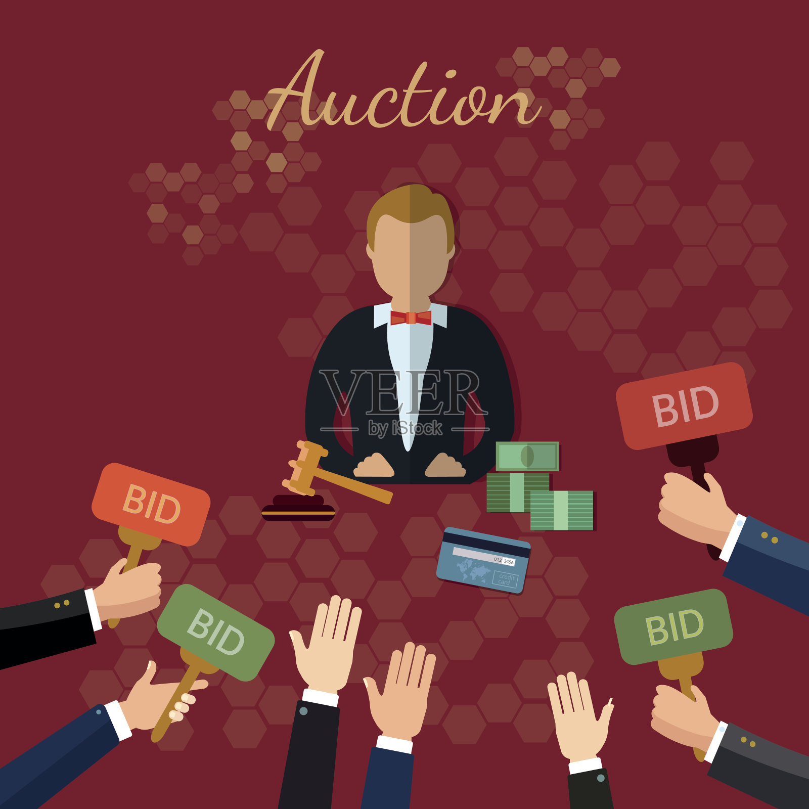 拍卖和招标概念矢量插图插画图片素材