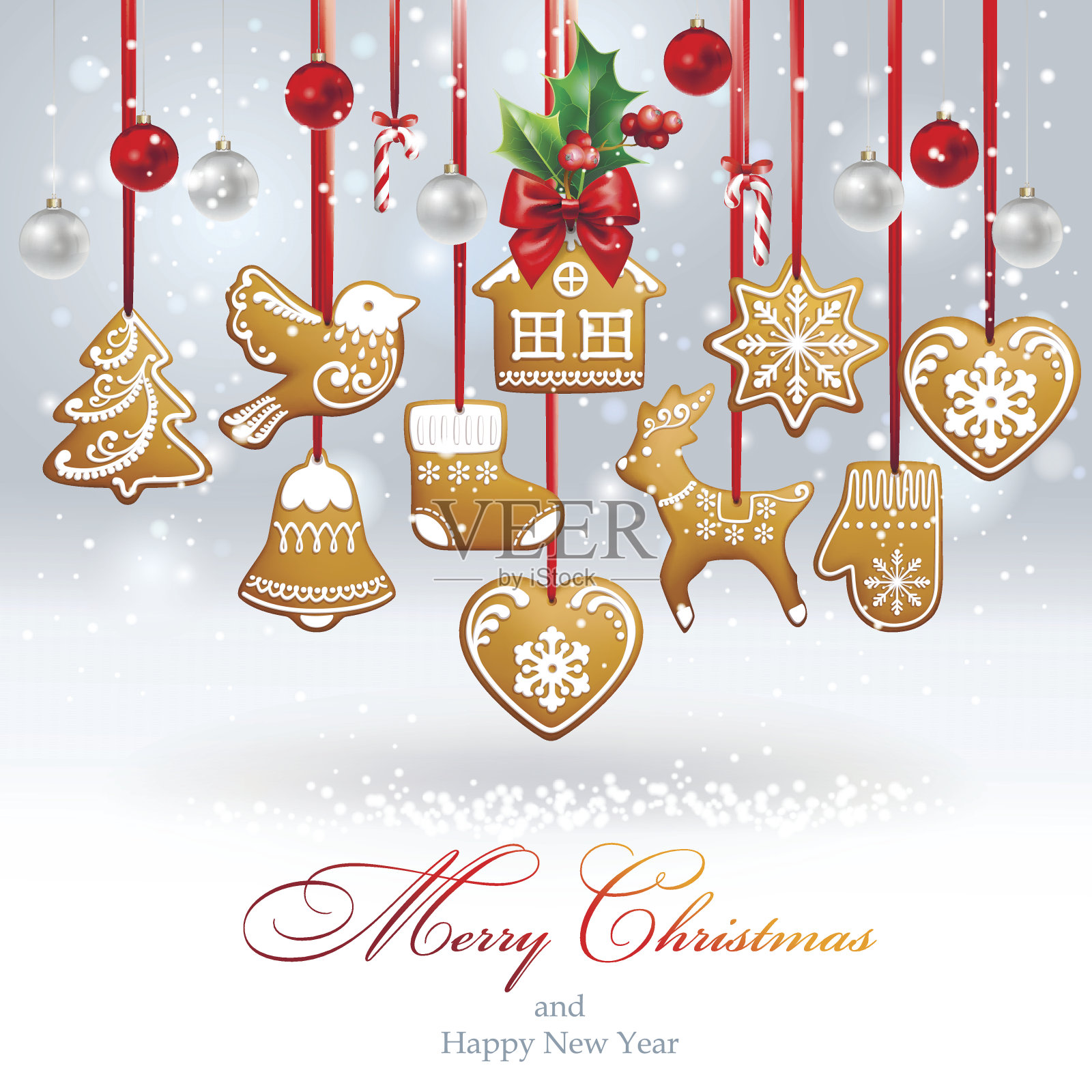 用自制的姜饼做圣诞背景。设计模板素材