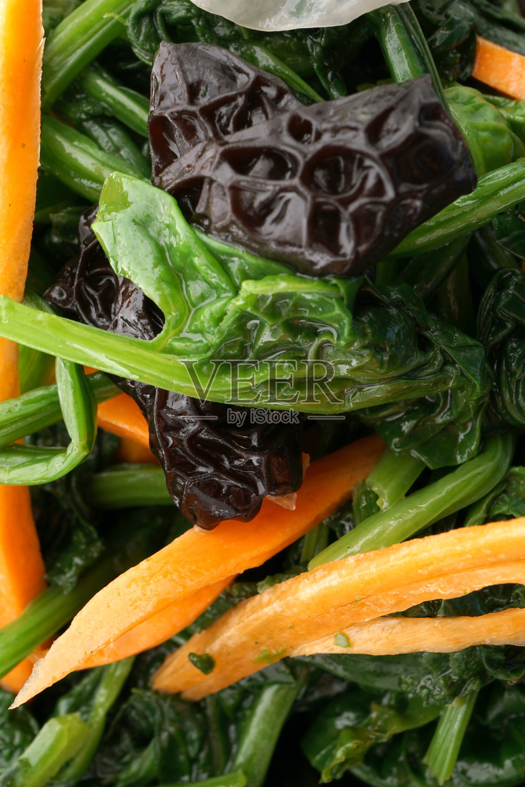 中国菜。菠菜蔬菜沙拉照片摄影图片