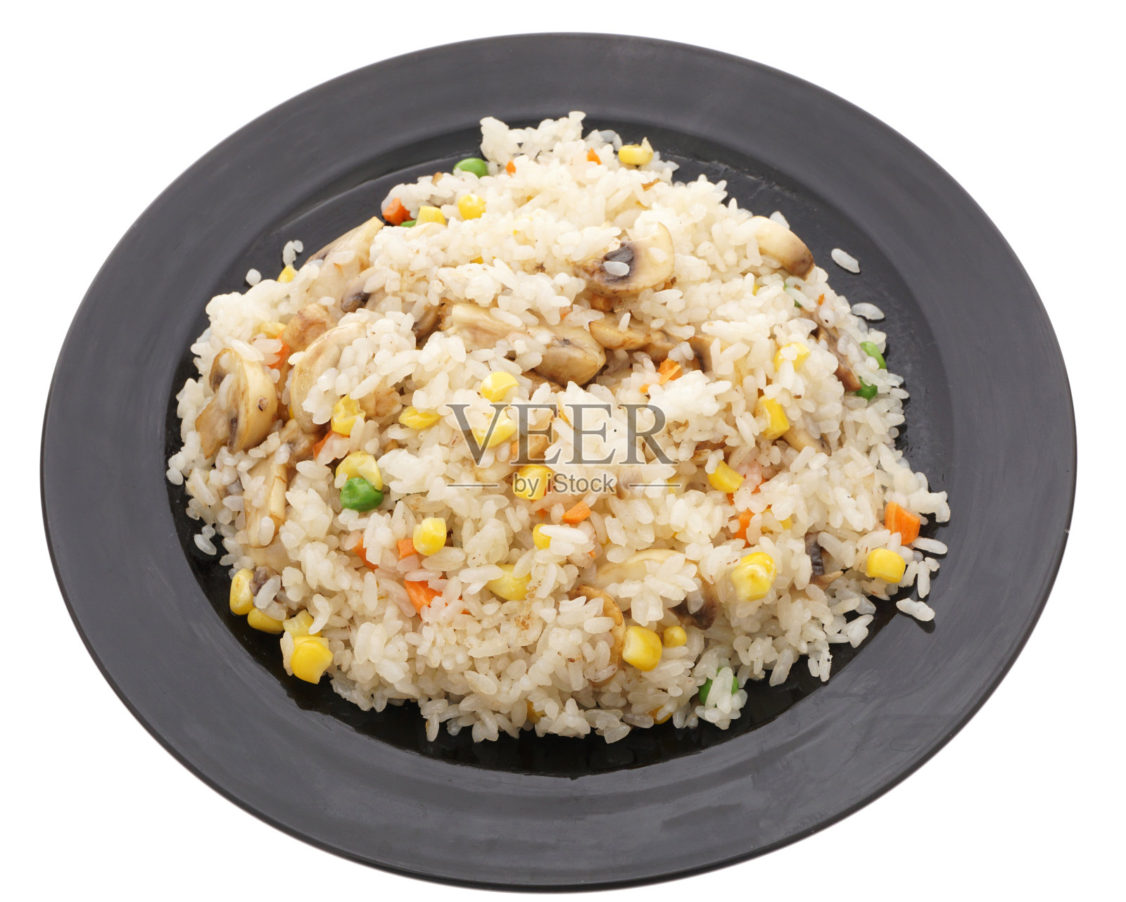 中国菜。蘑菇和蔬菜米饭照片摄影图片