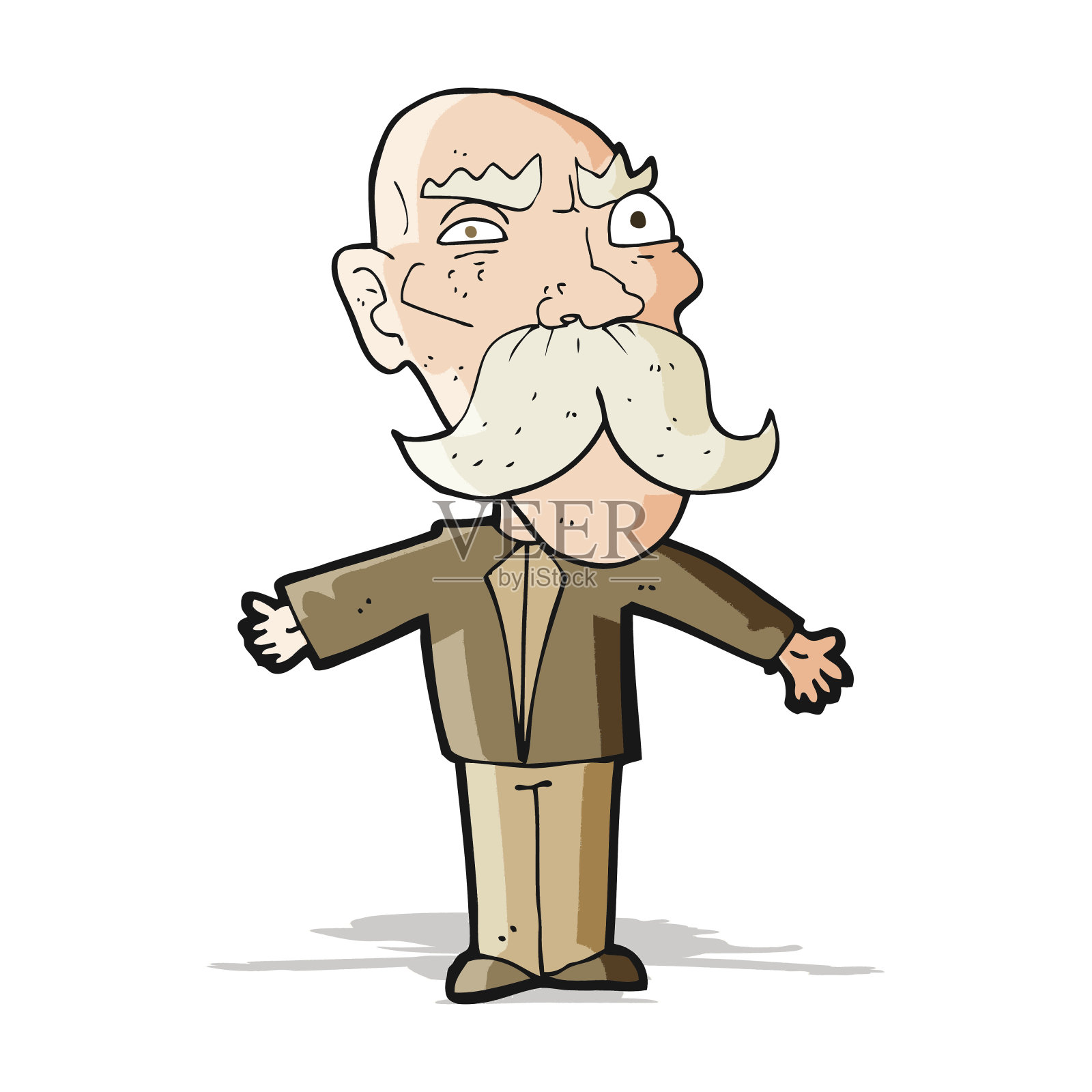 卡通愤怒老人设计元素图片