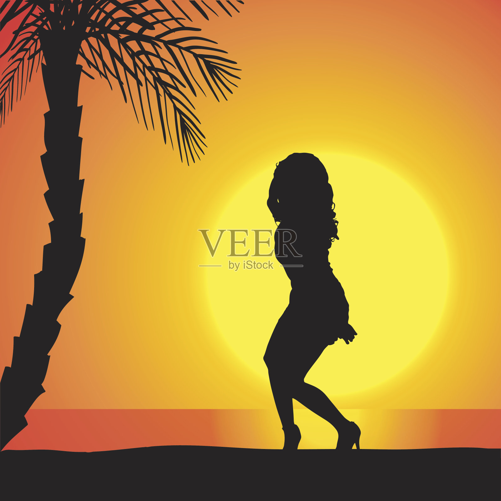 一个女人的矢量剪影。插画图片素材