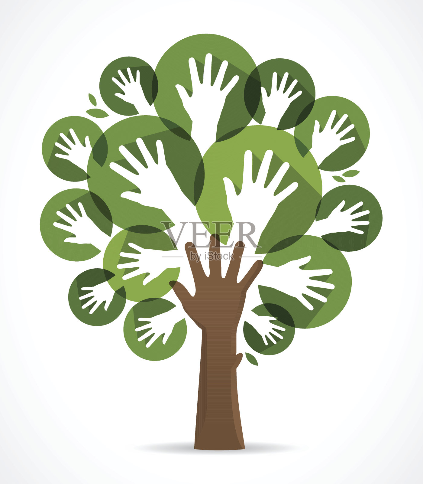 人类手做的树插画图片素材