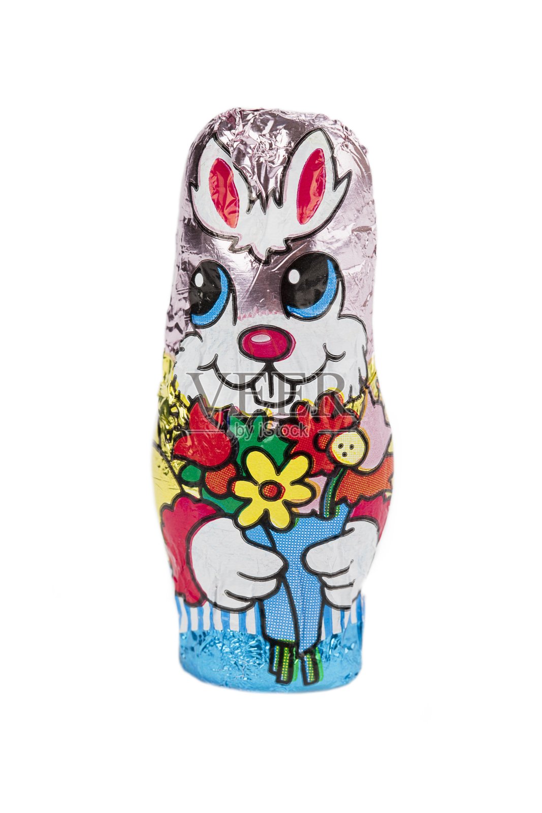 巧克力复活节兔子包在箔纸里照片摄影图片