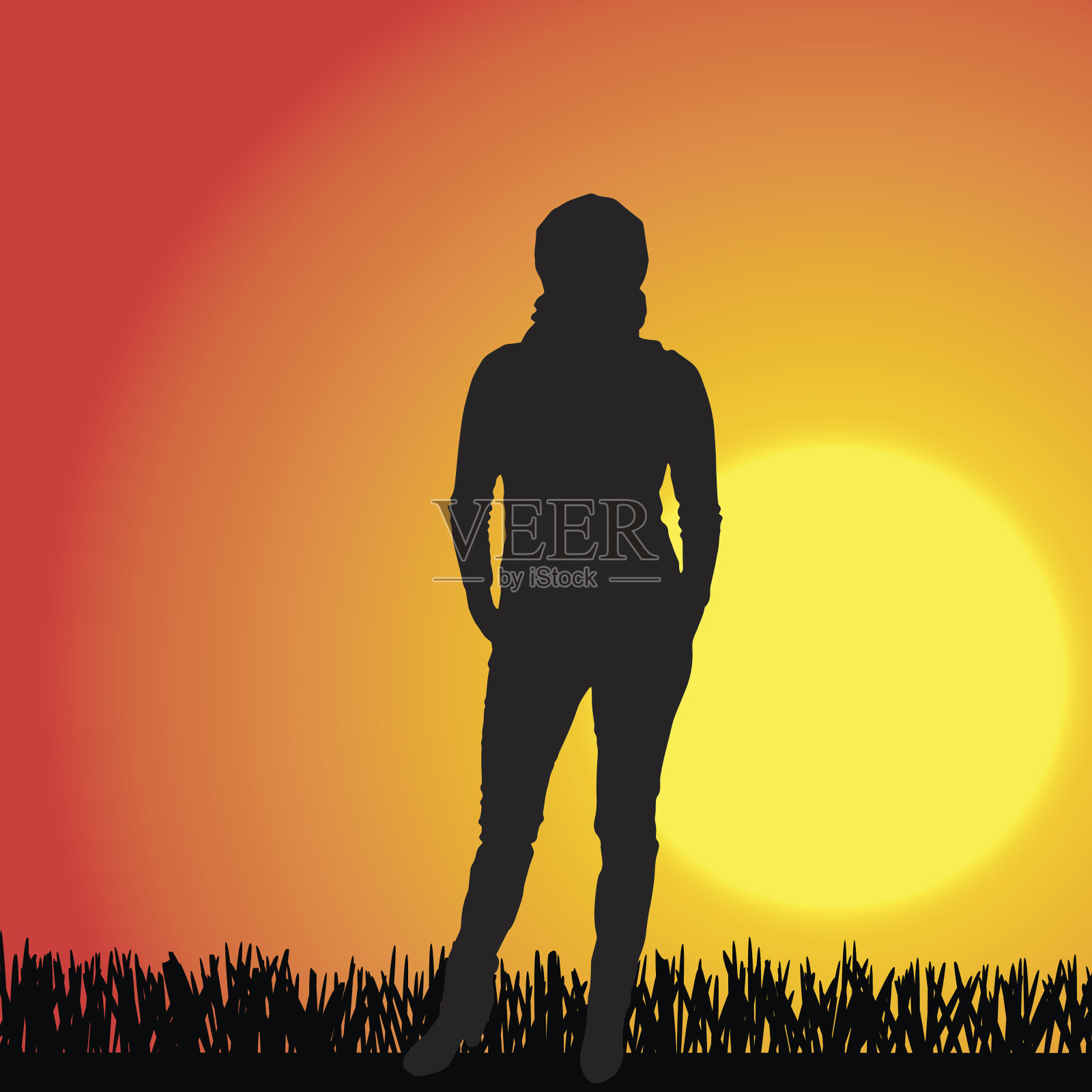 一个女人的矢量剪影。插画图片素材