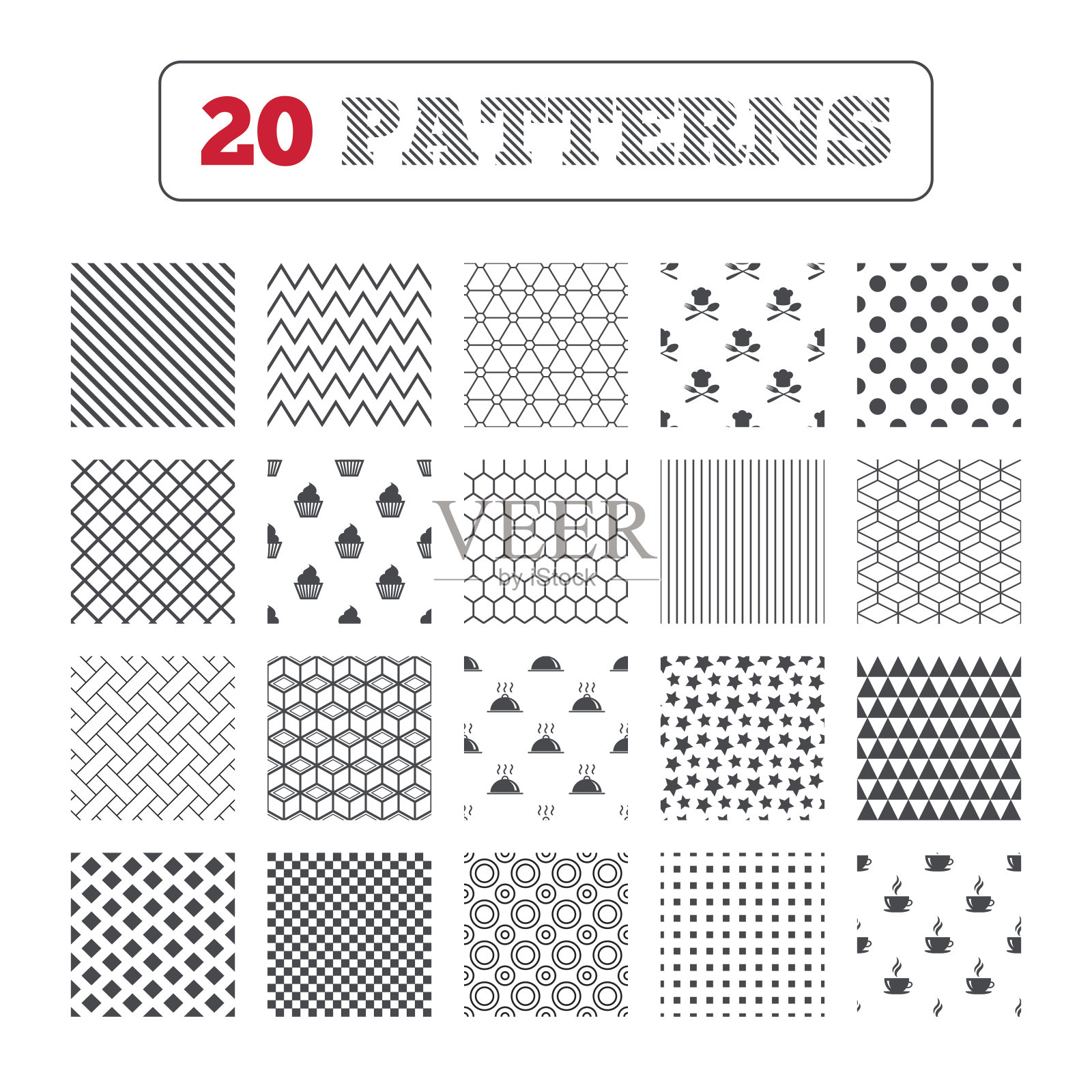 食物图标。松饼蛋糕的象征。叉子,勺子。插画图片素材