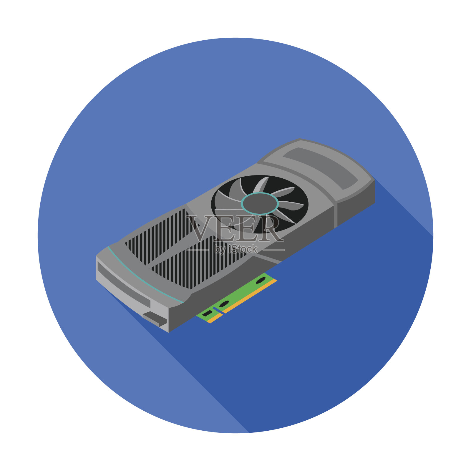 视频卡图标在平面风格孤立的白色背景。插画图片素材