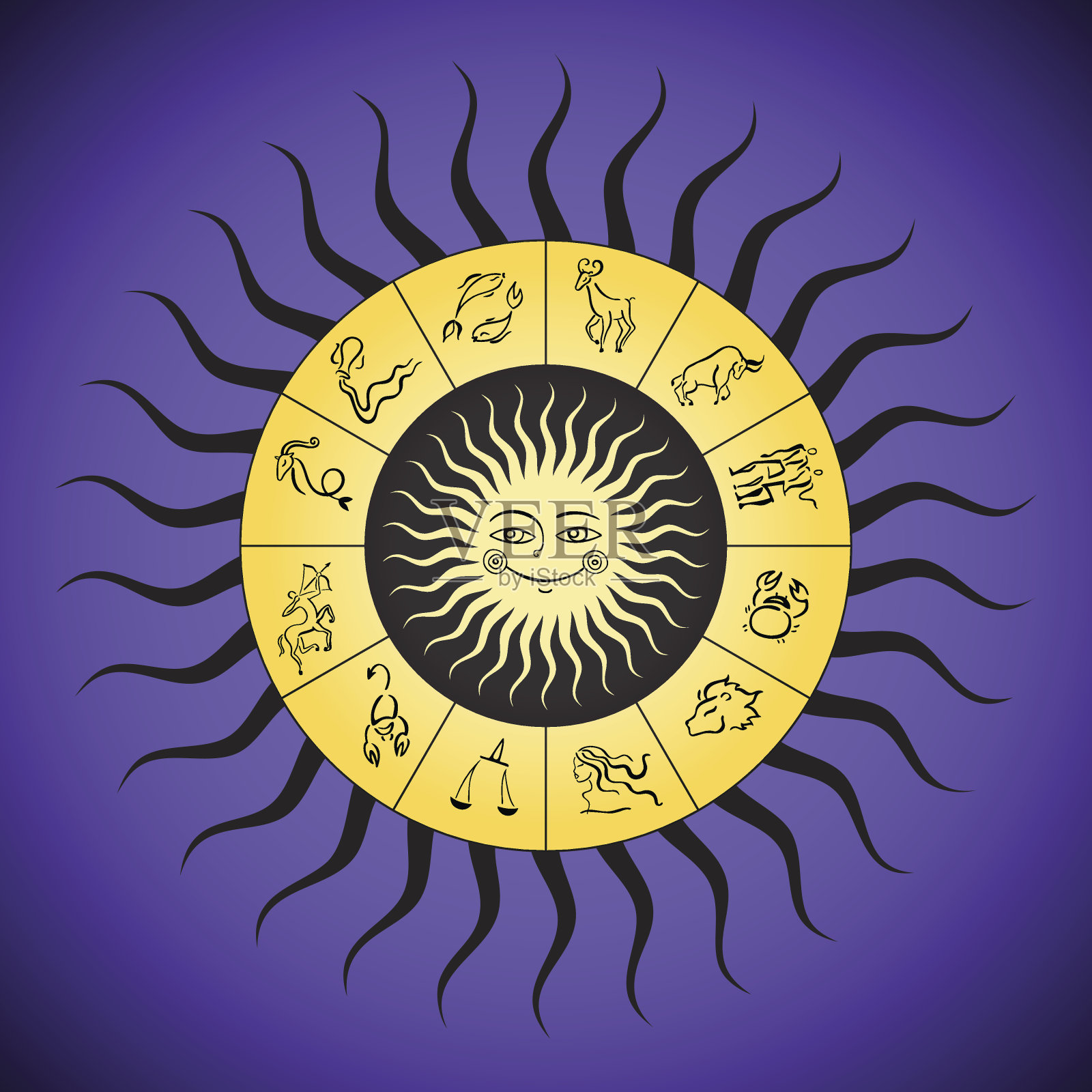 十二宫圈，代表星座插画图片素材