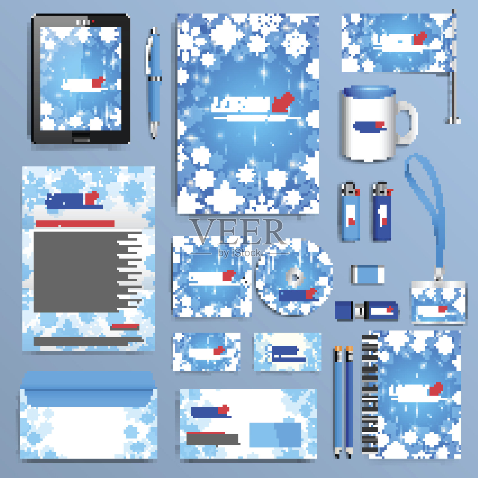 向量企业标识模板集。现代商务文具设计插画图片素材