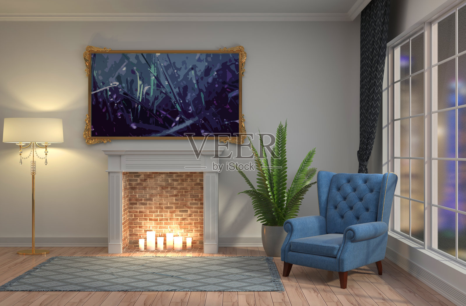 室内的椅子。三维演示照片摄影图片