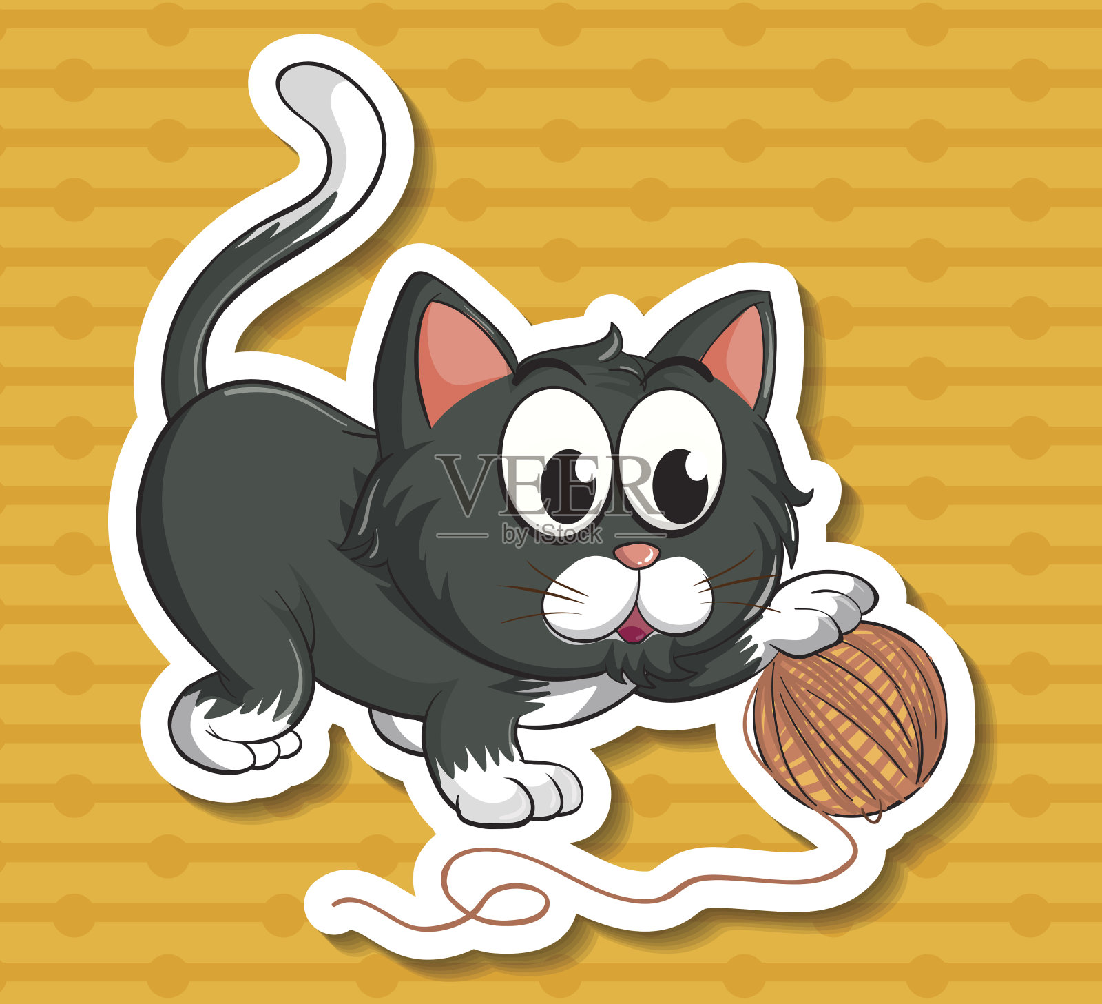 猫和字符串插画图片素材