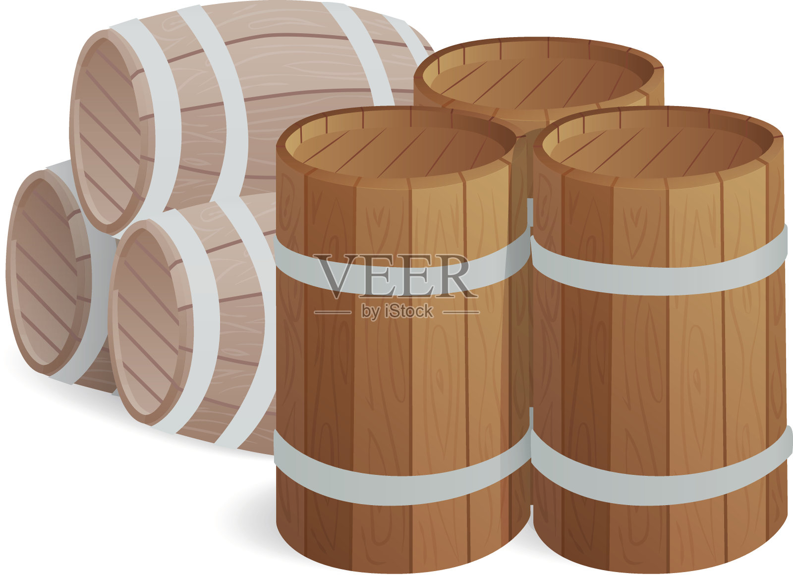 木桶矢量隔离插画图片素材