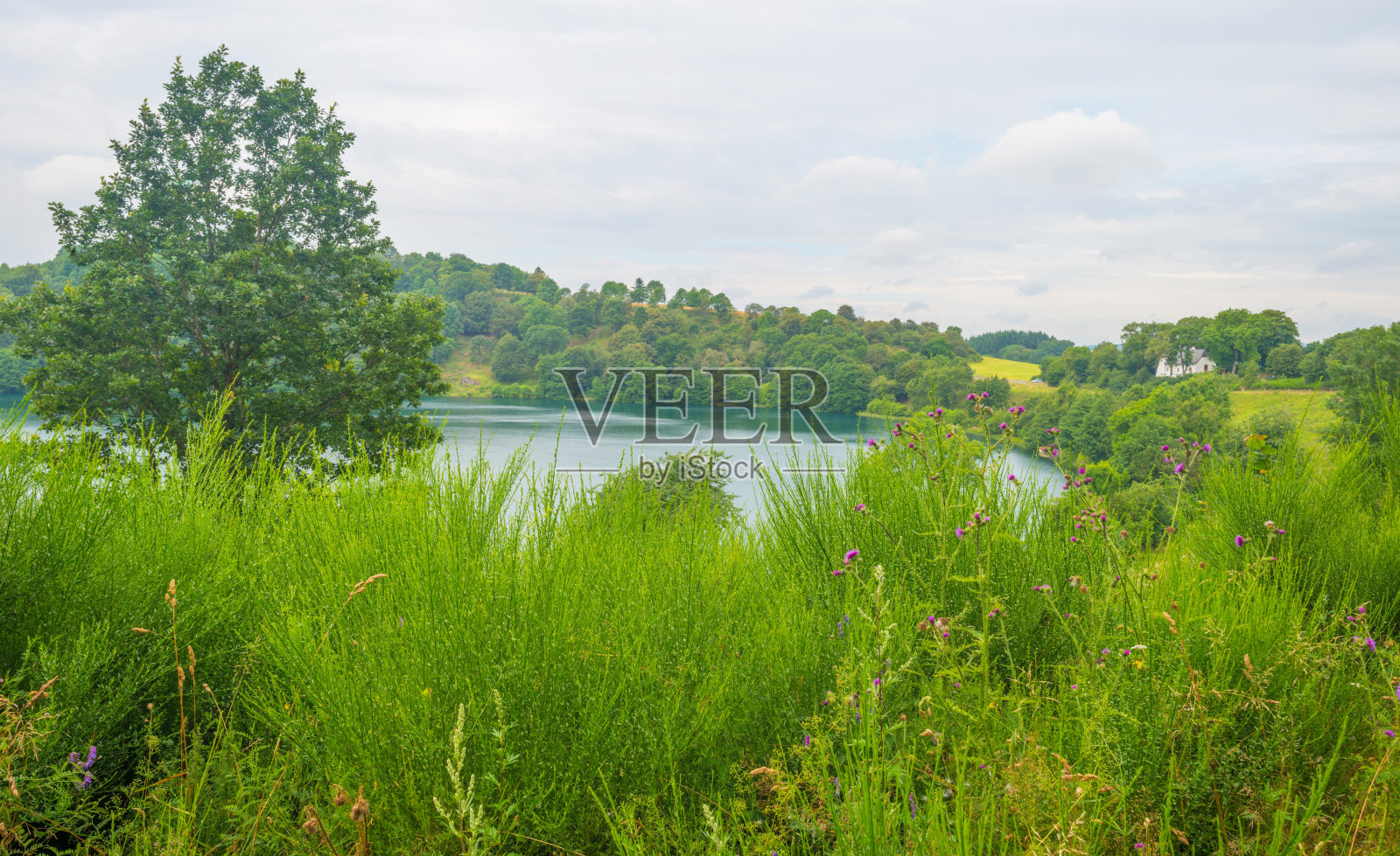 夏季有火山口湖照片摄影图片
