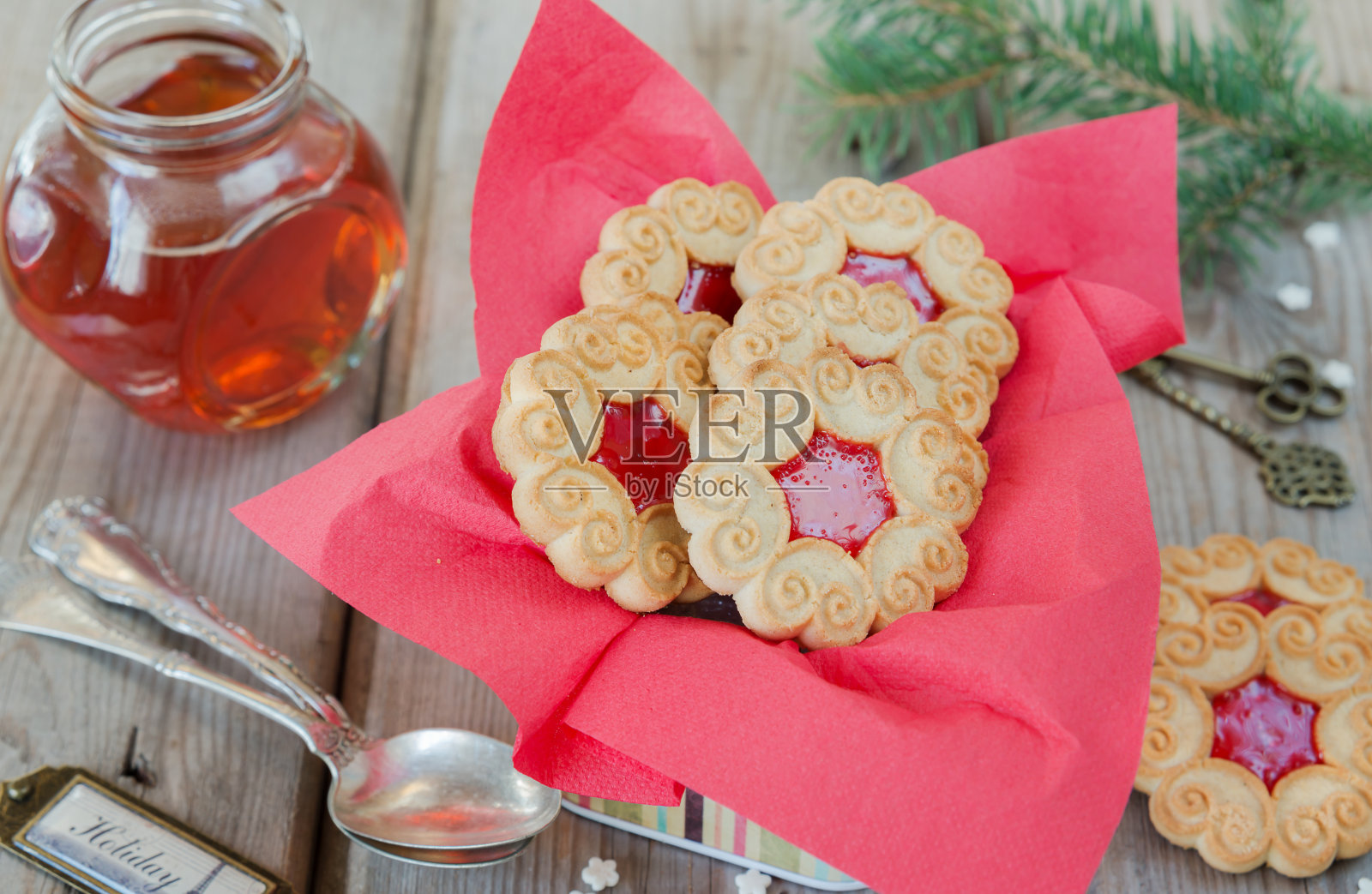 果酱圣诞饼干照片摄影图片