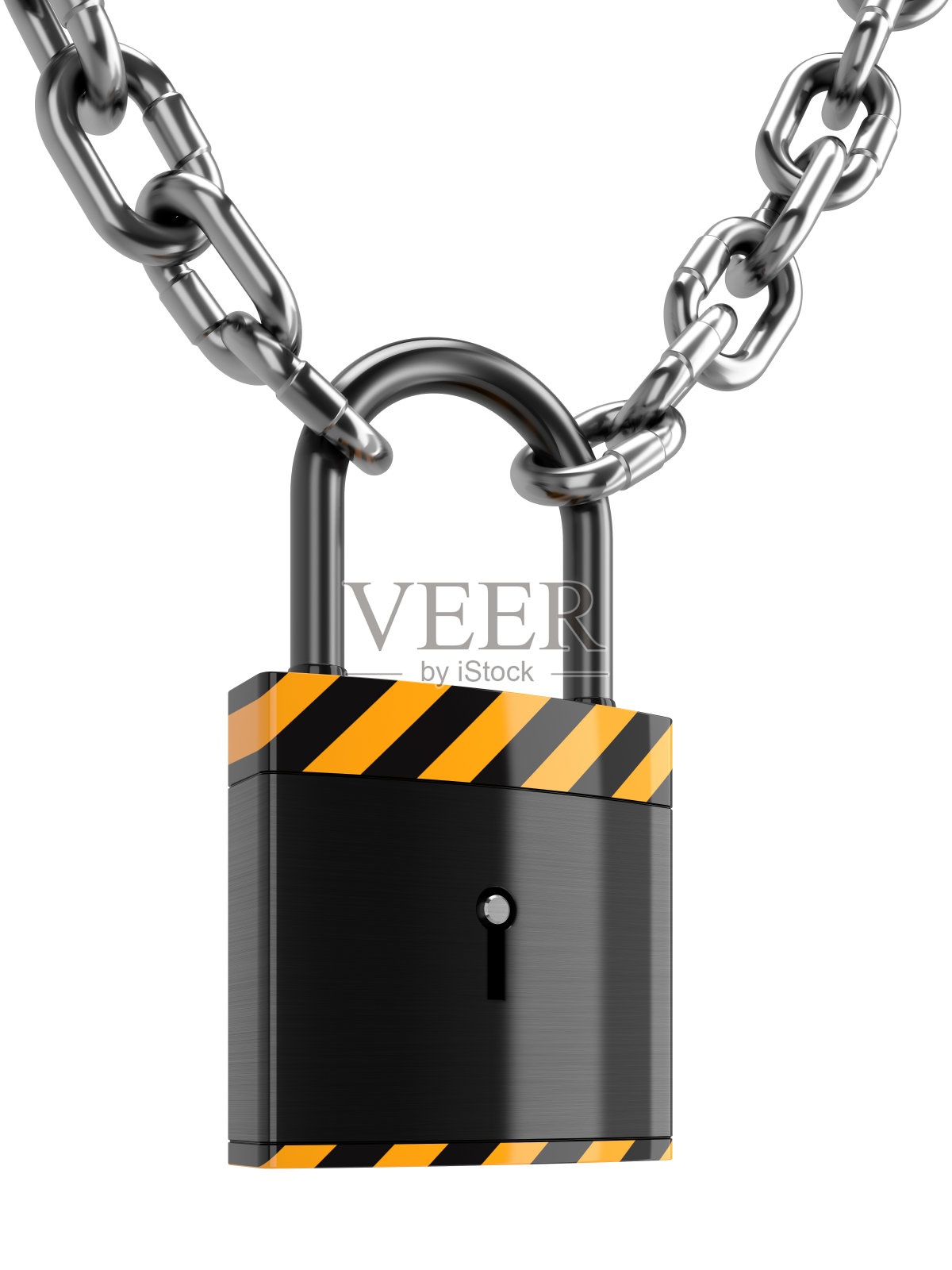 用链条锁着，孤立在白色上照片摄影图片