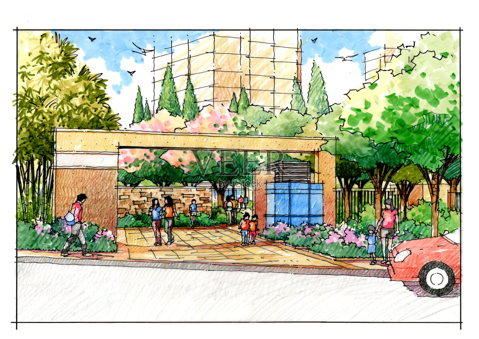 景观园林小品系列27插画图片素材