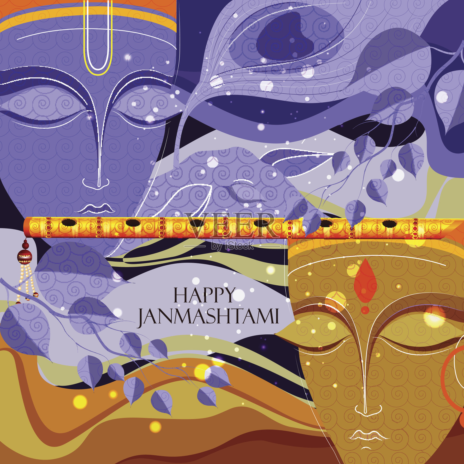 快乐的克里希纳·詹马什塔米背景设计模板素材