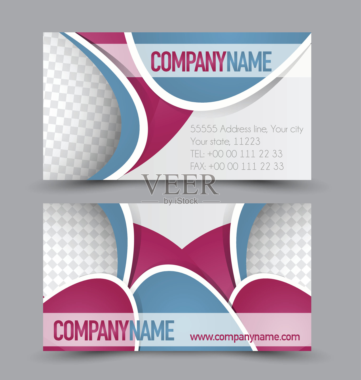 名片设置模板。矢量插图。设计模板素材