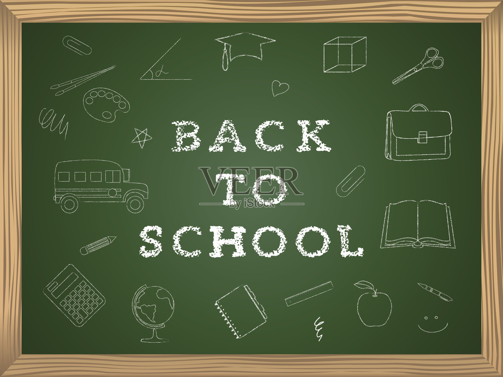 欢迎回到学校背景。插画图片素材