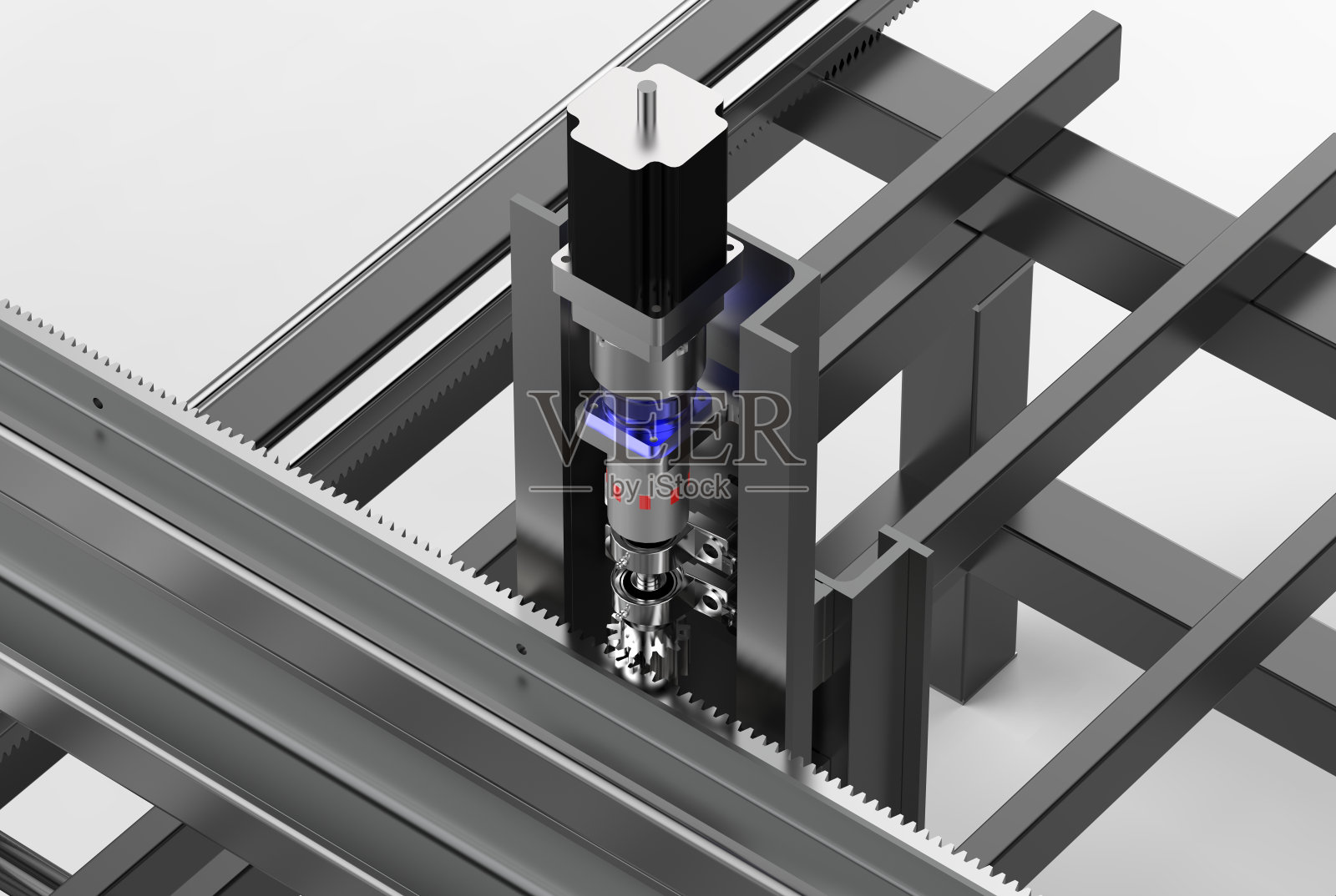 白色背景下的数控机床照片摄影图片