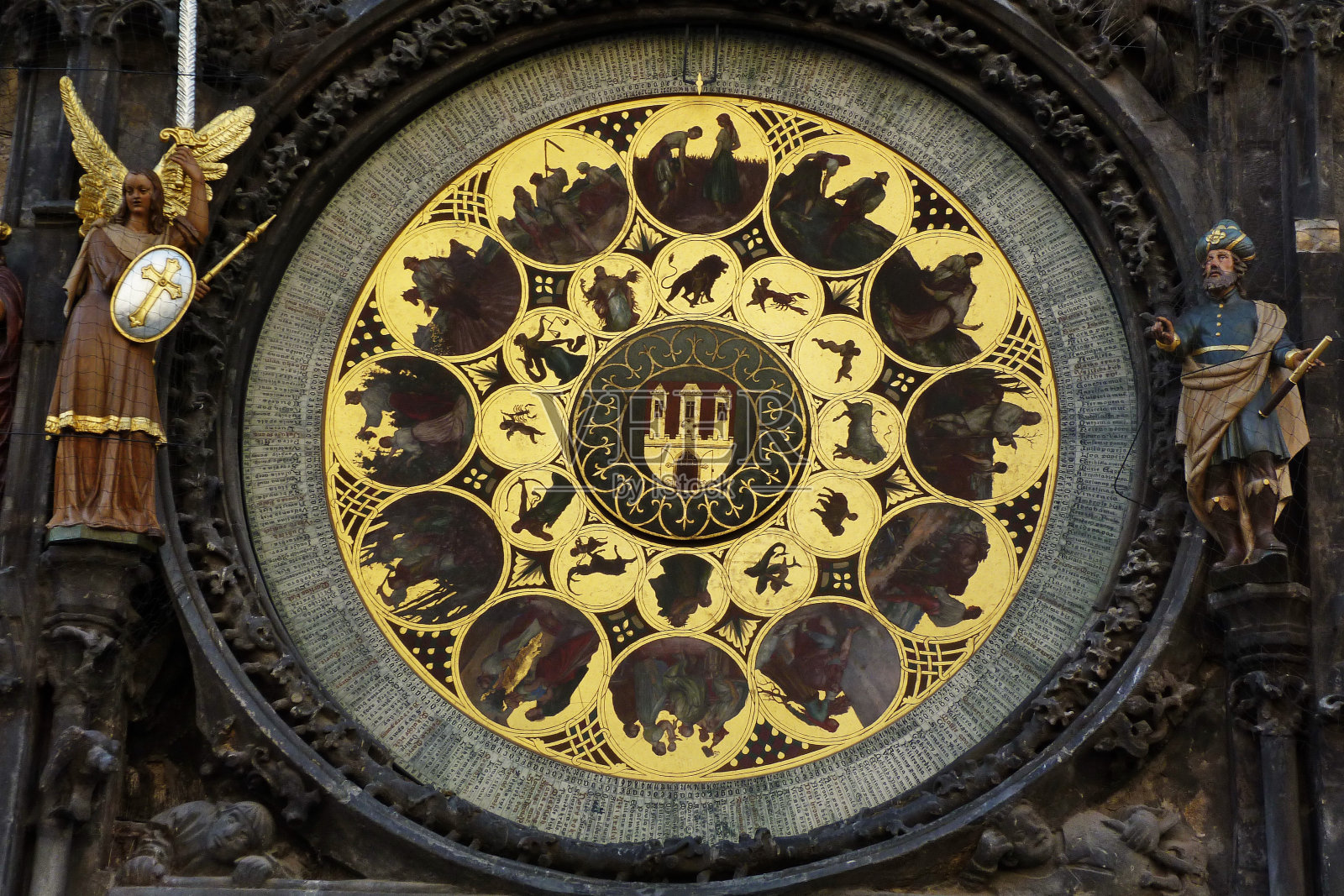 布拉格天文钟的细节照片摄影图片