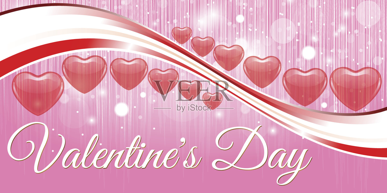 创意红心横幅设计情人节插画图片素材