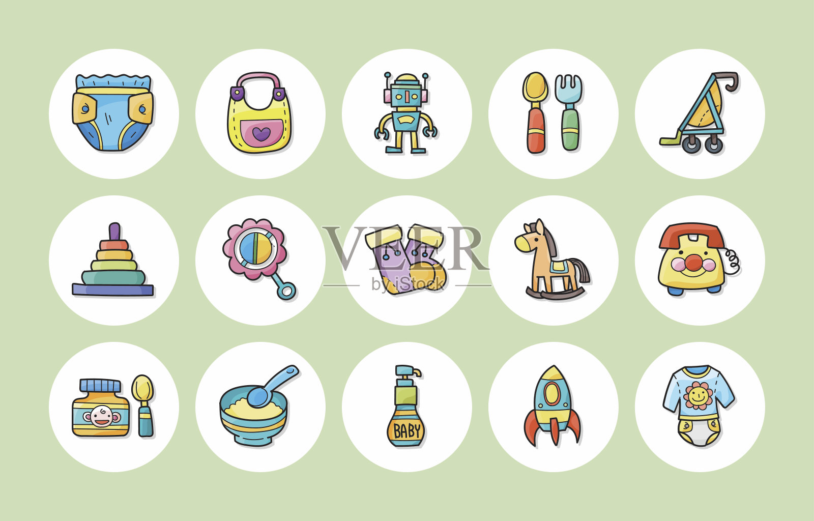 新生儿图标集，eps10图标素材