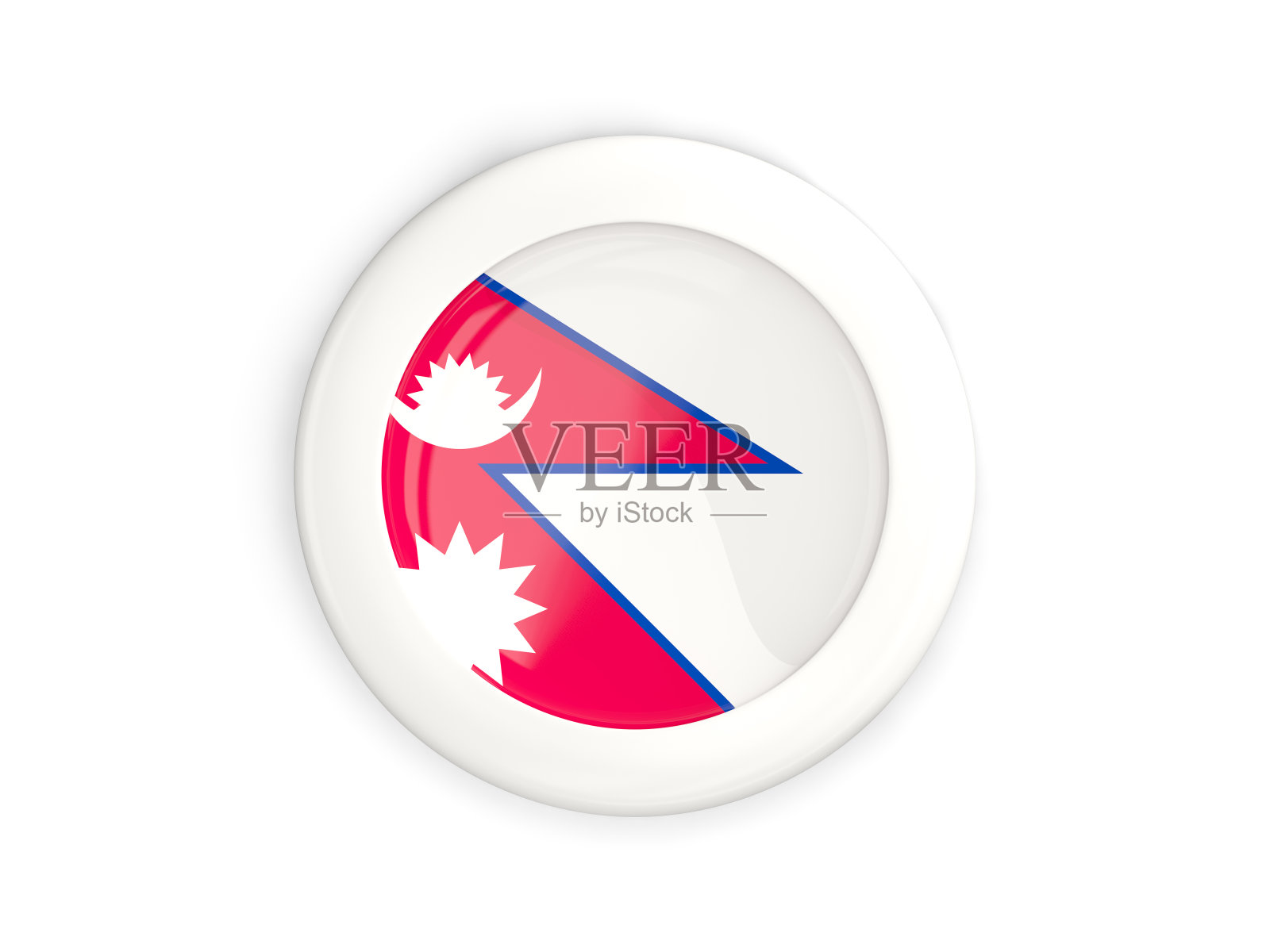 尼泊尔国旗，光滑的圆形按钮照片摄影图片