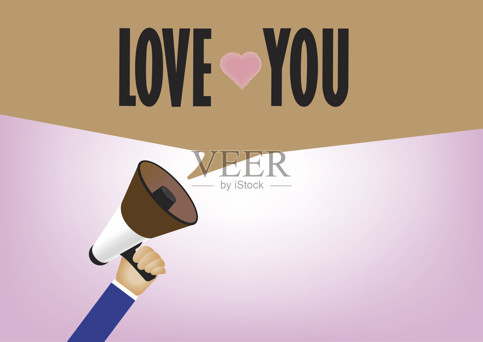 手握扩音器讲话爱的信息-爱你插画图片素材