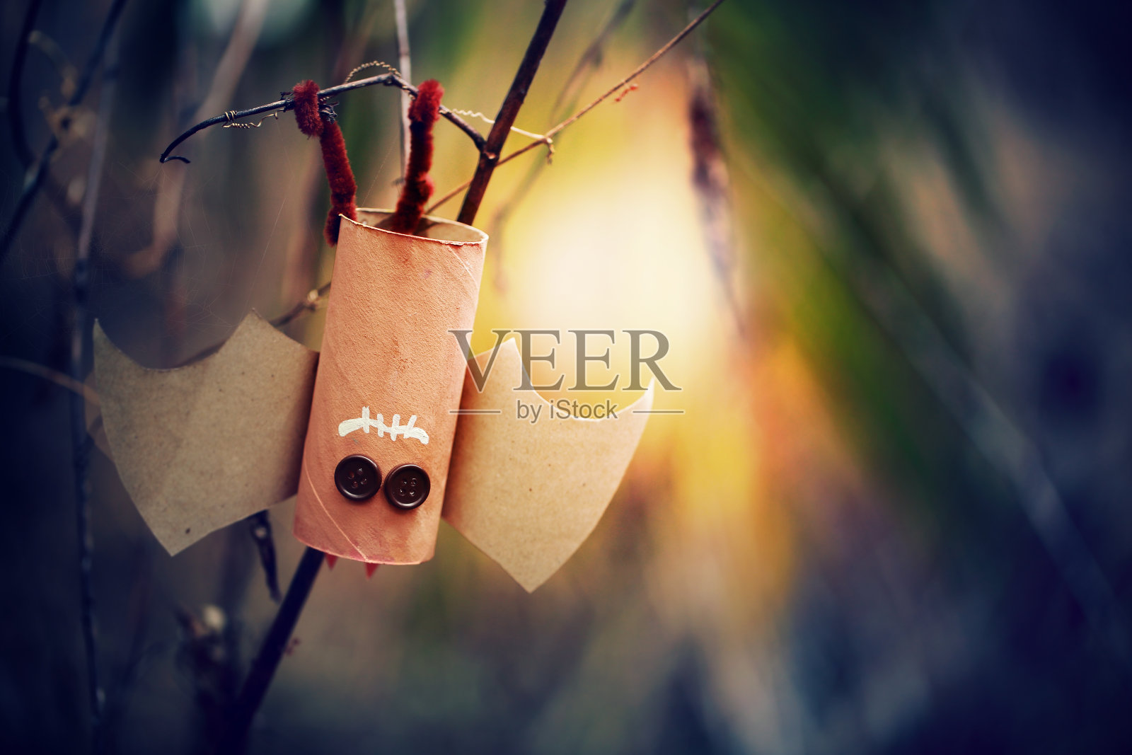 万圣节的纸蝙蝠。照片摄影图片