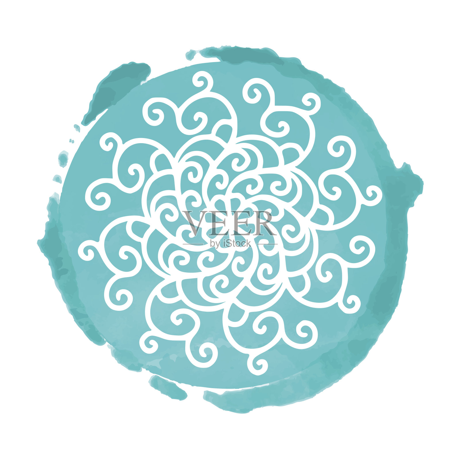 水彩蓝圈颜料和雪花插画图片素材