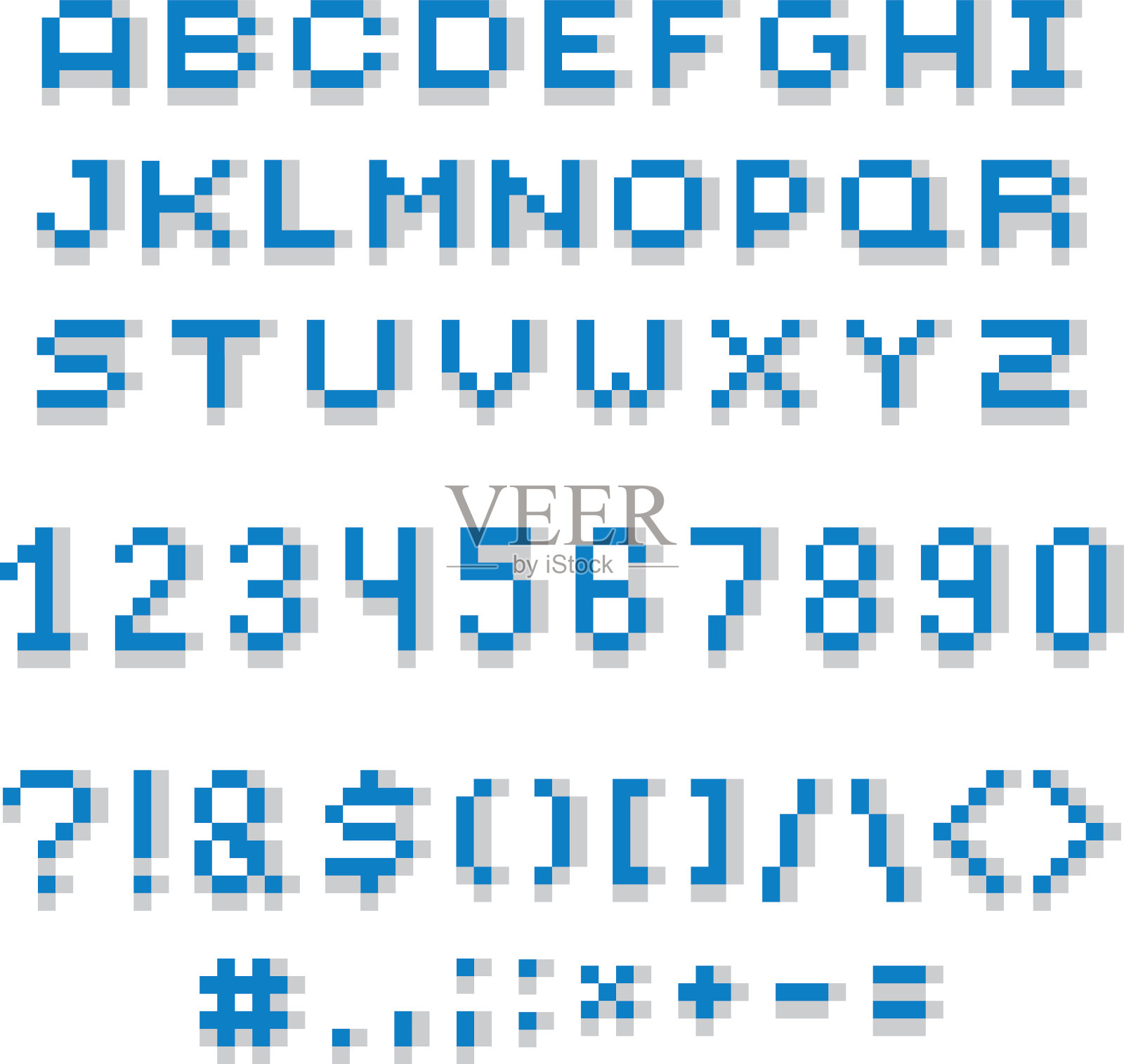 3d数字，字母和标点符号，像素艺术插画图片素材