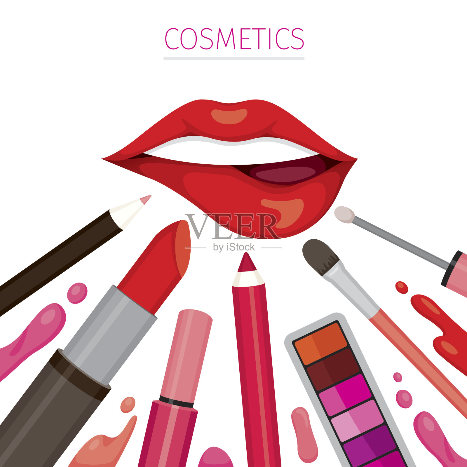 女人唇膏套装插画图片素材