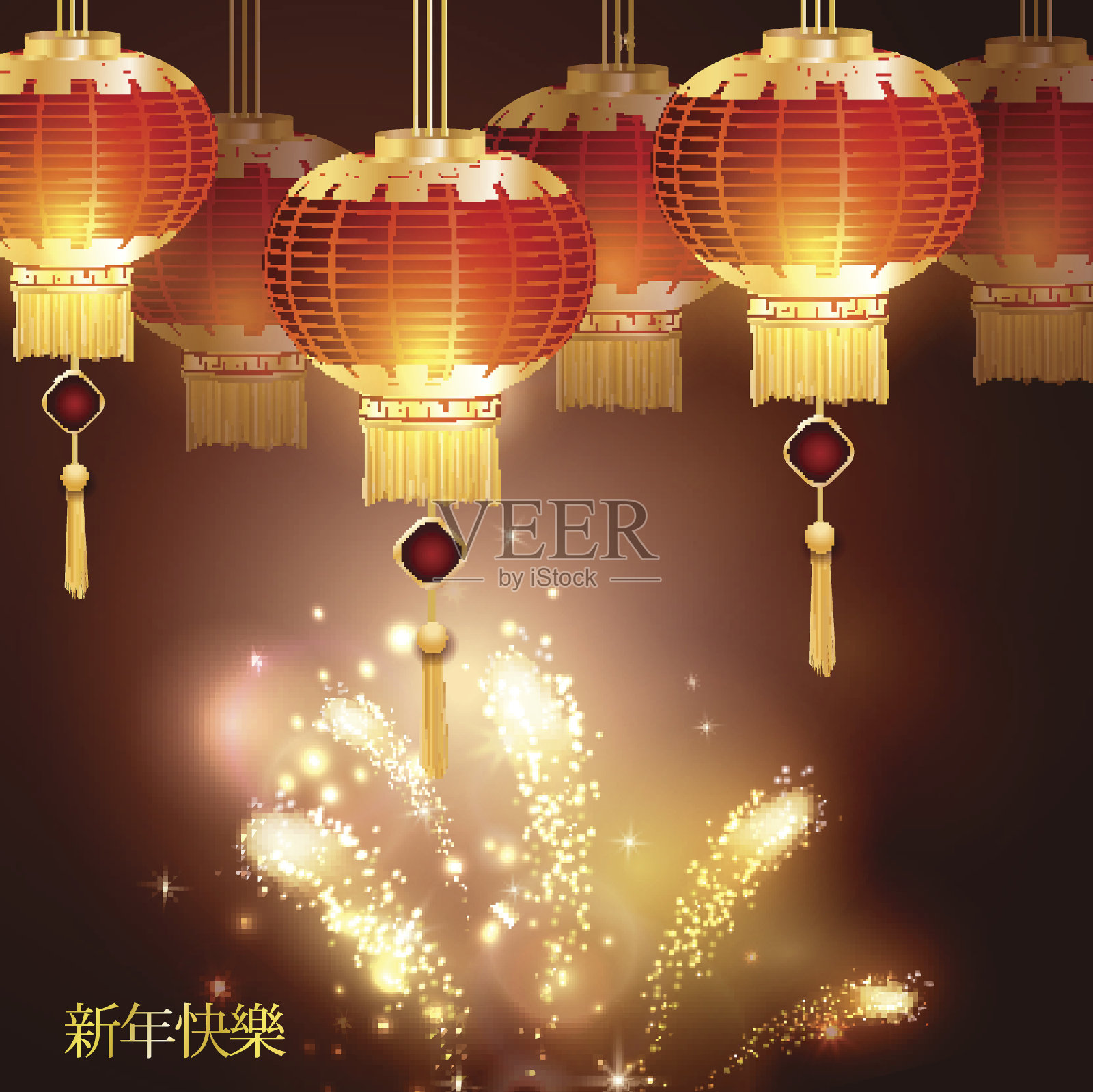 矢量中国新年纸图形。插画图片素材