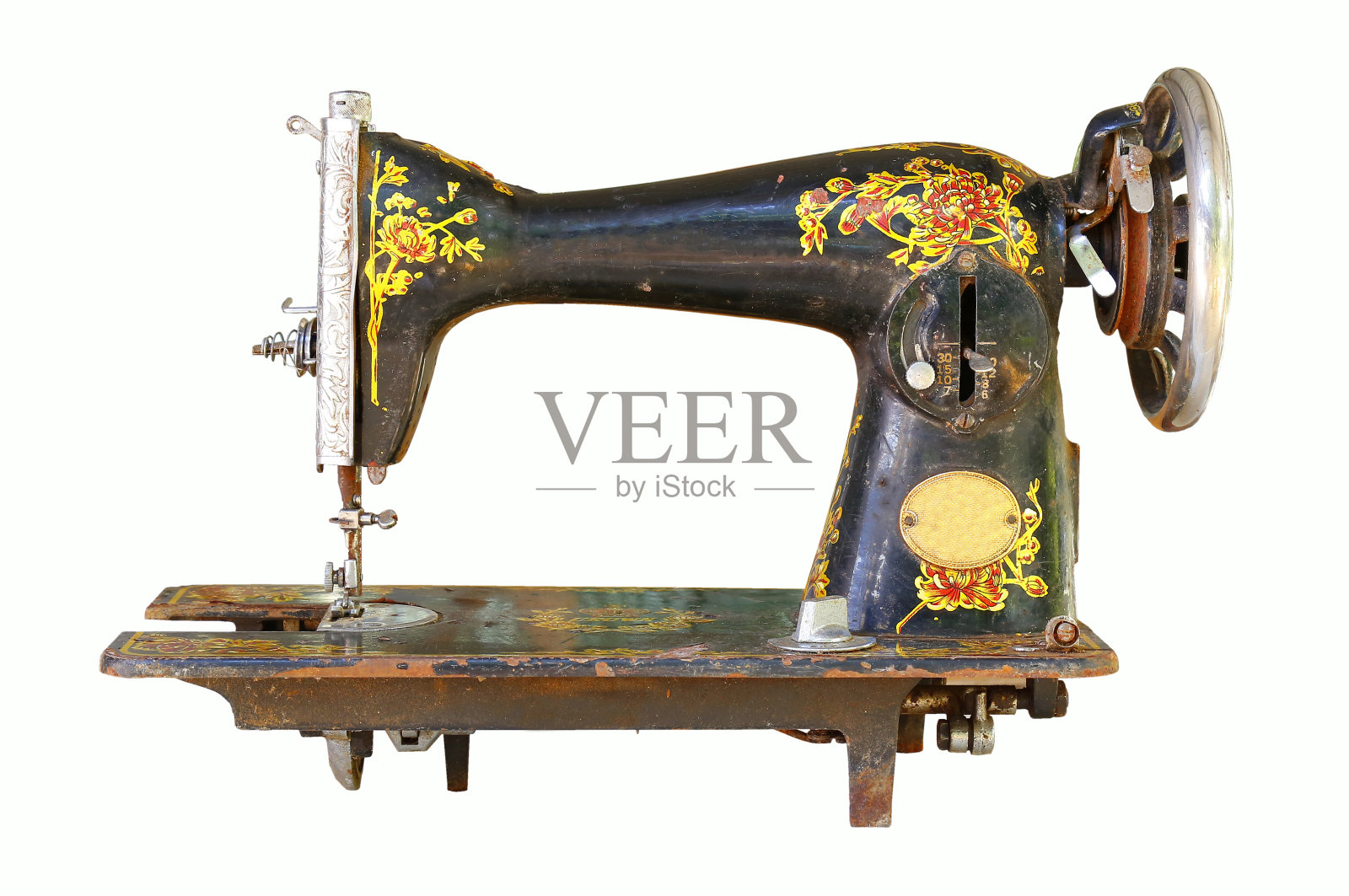 古董缝纫头隔离照片摄影图片