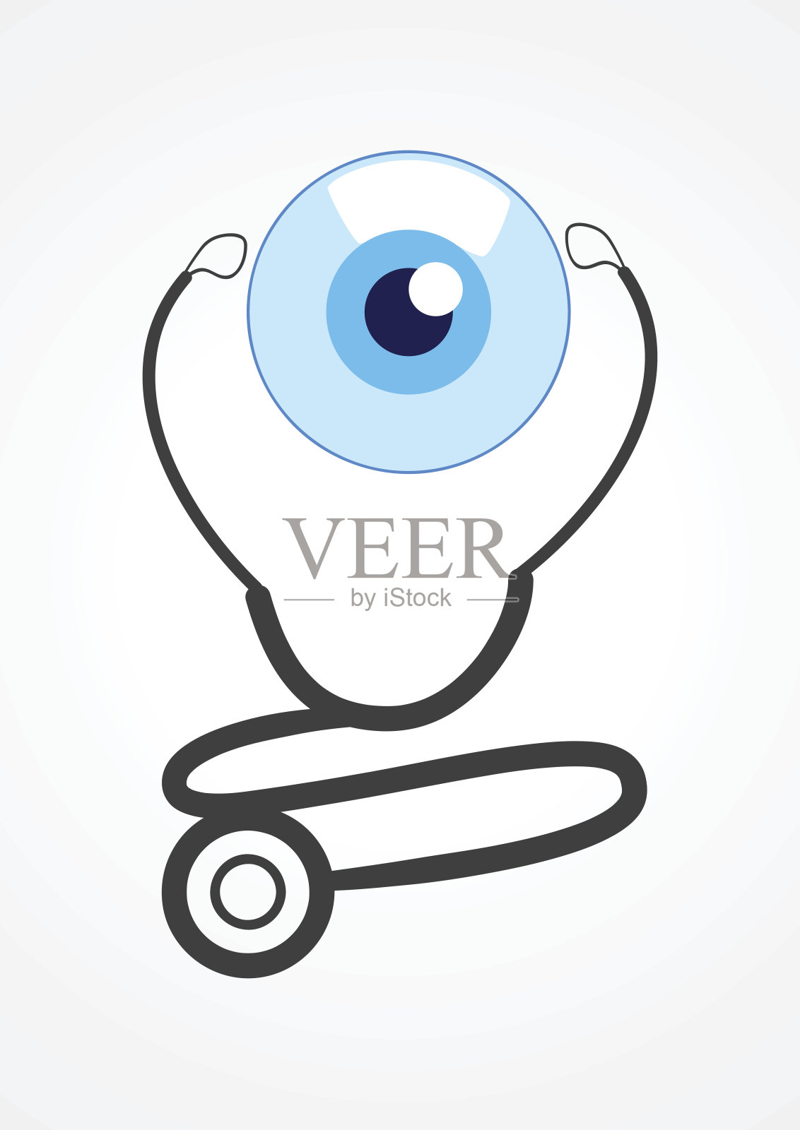 听诊器和眼球的象形图插画图片素材