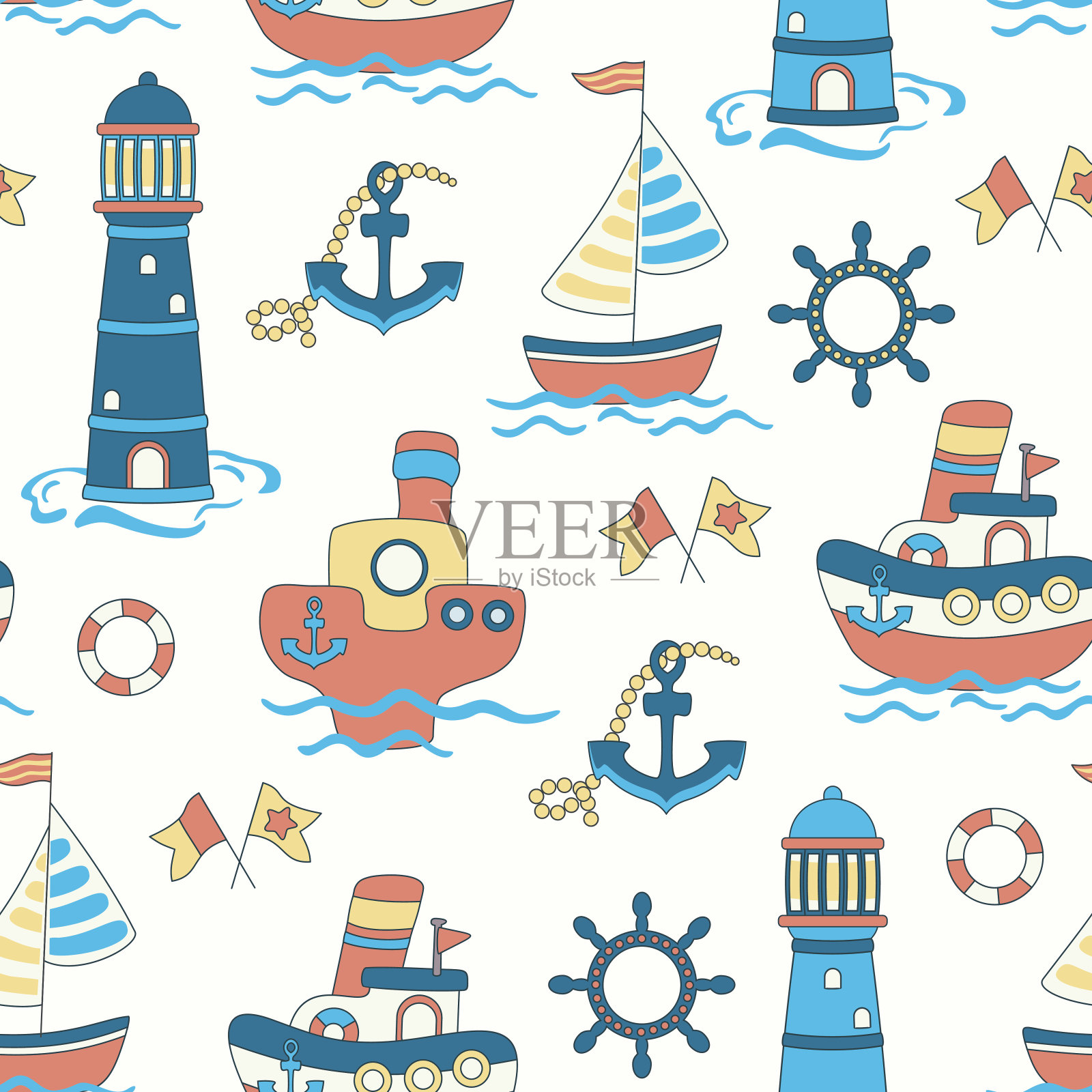 可爱向量无缝婴儿背景插画图片素材