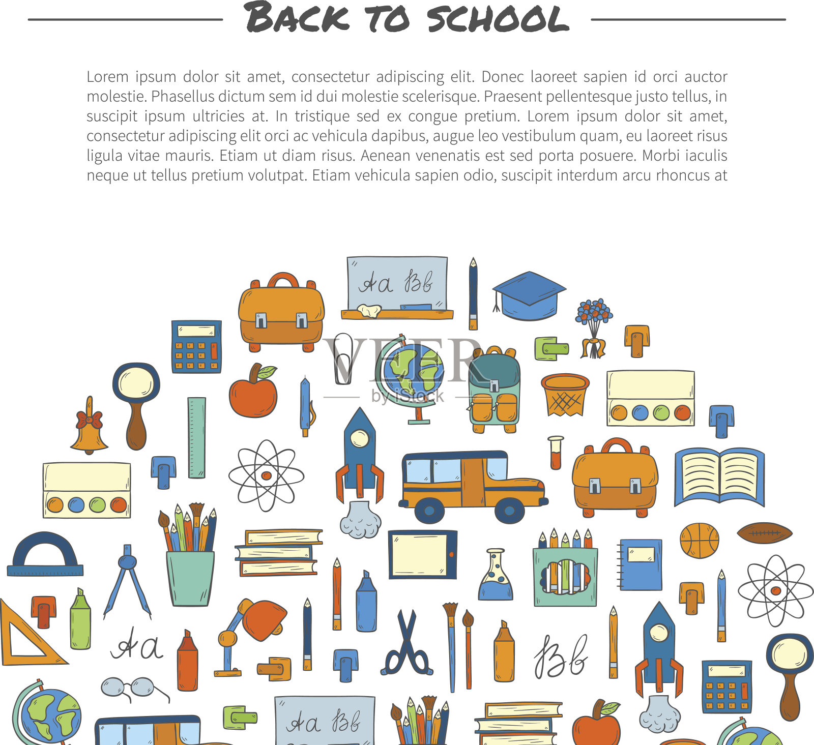 矢量手绘回学校背景插画图片素材