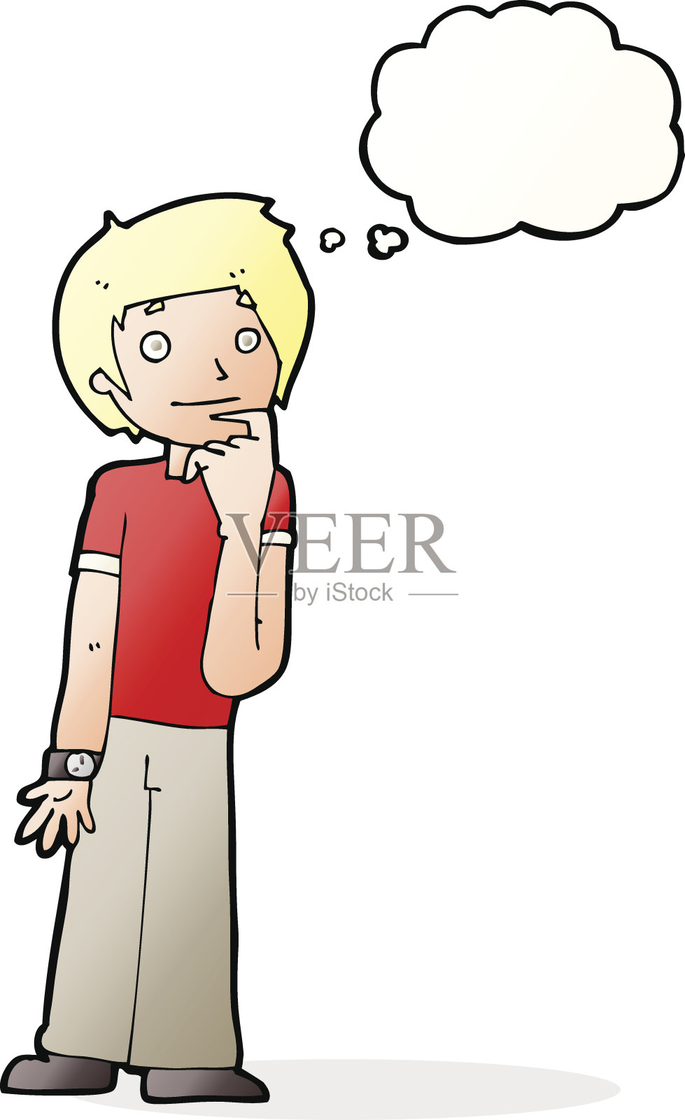 卡通男孩幻想与思想泡泡设计元素图片